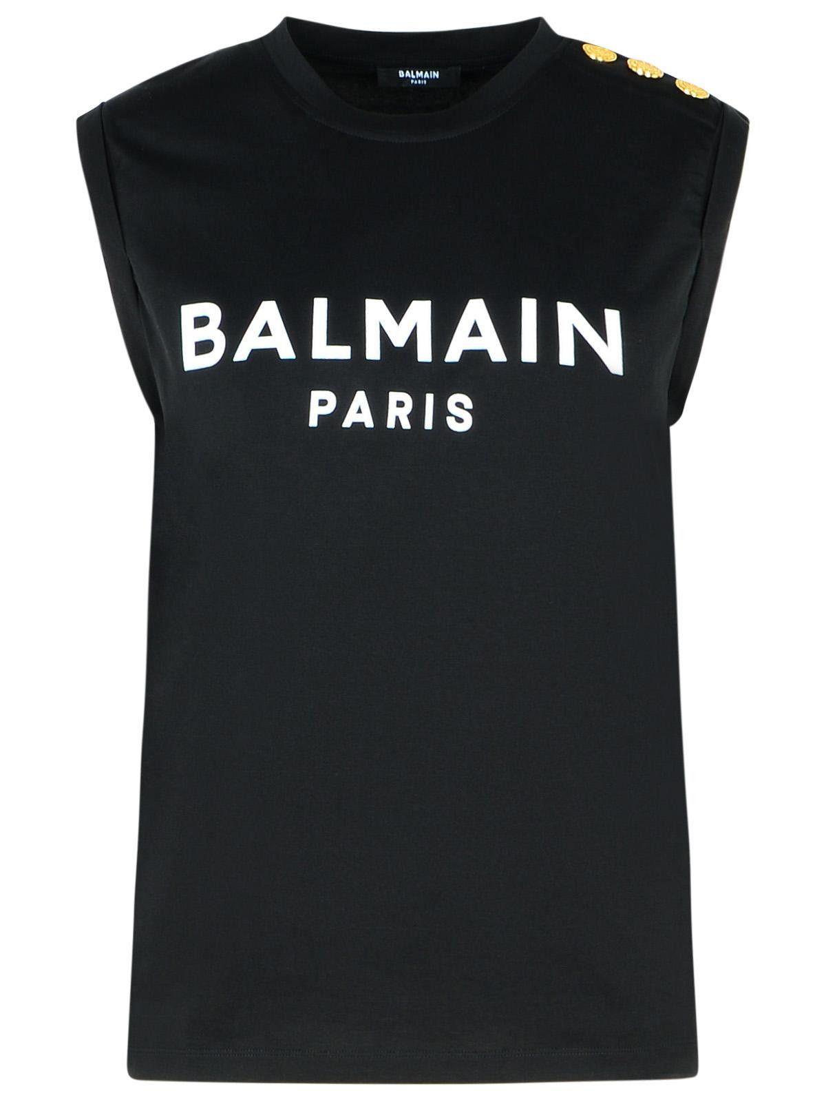 Balmain BALMAIN Black Cotton Tank Top Size M / US 6-8 / IT 42-44 - 1 Thumbnail