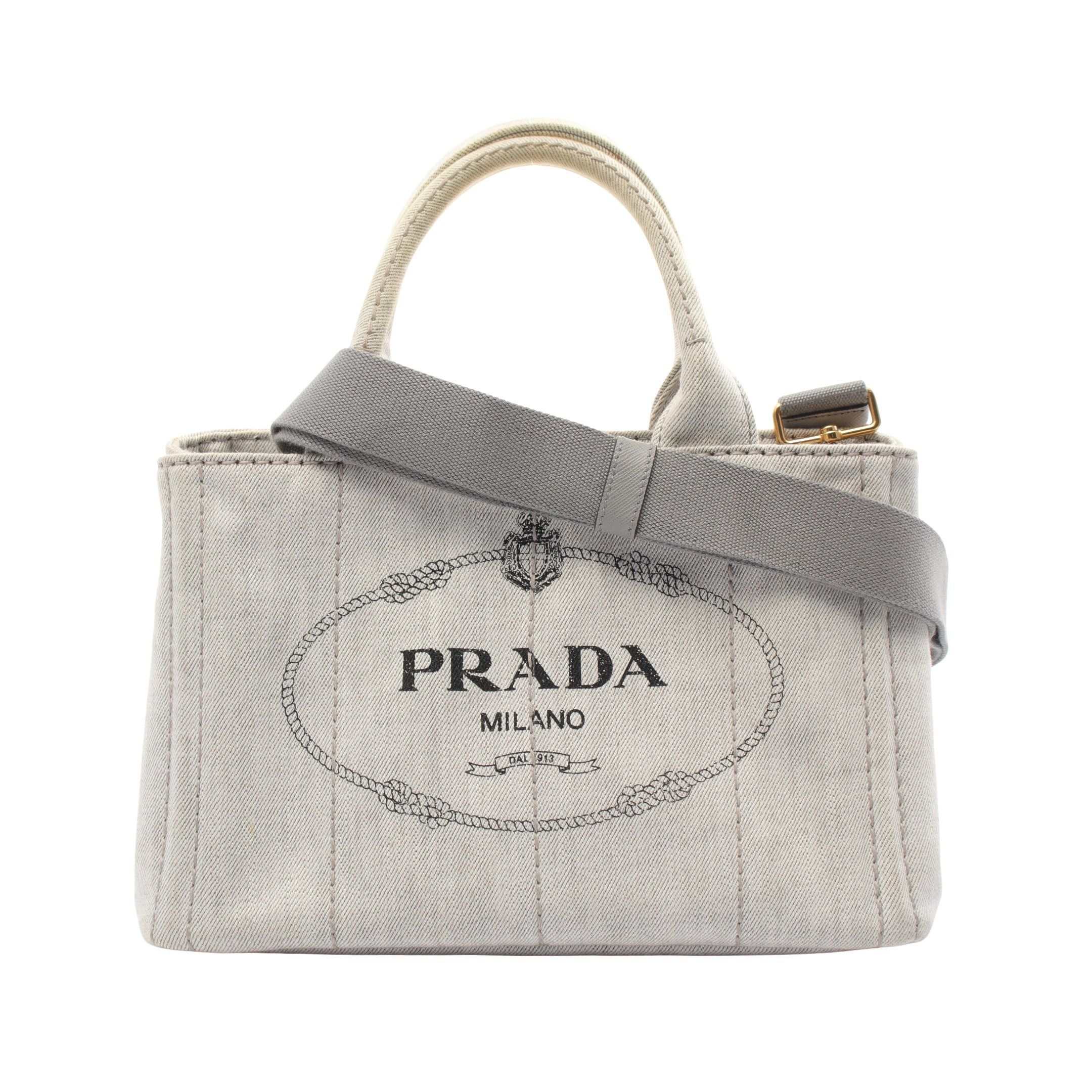Prada Prada Canapa Kanapa Handbag Tote Bag Canvas Light Gray Size ONE SIZE - 1 Thumbnail