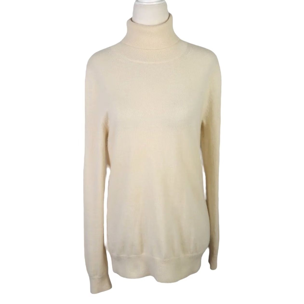 Vintage Jennie Lui Cream 100% Cashmere Knit Turtleneck Sweater M Women Long Sleeve Pullover Size M / US 6-8 / IT 42-44 - 2 Thumbnail