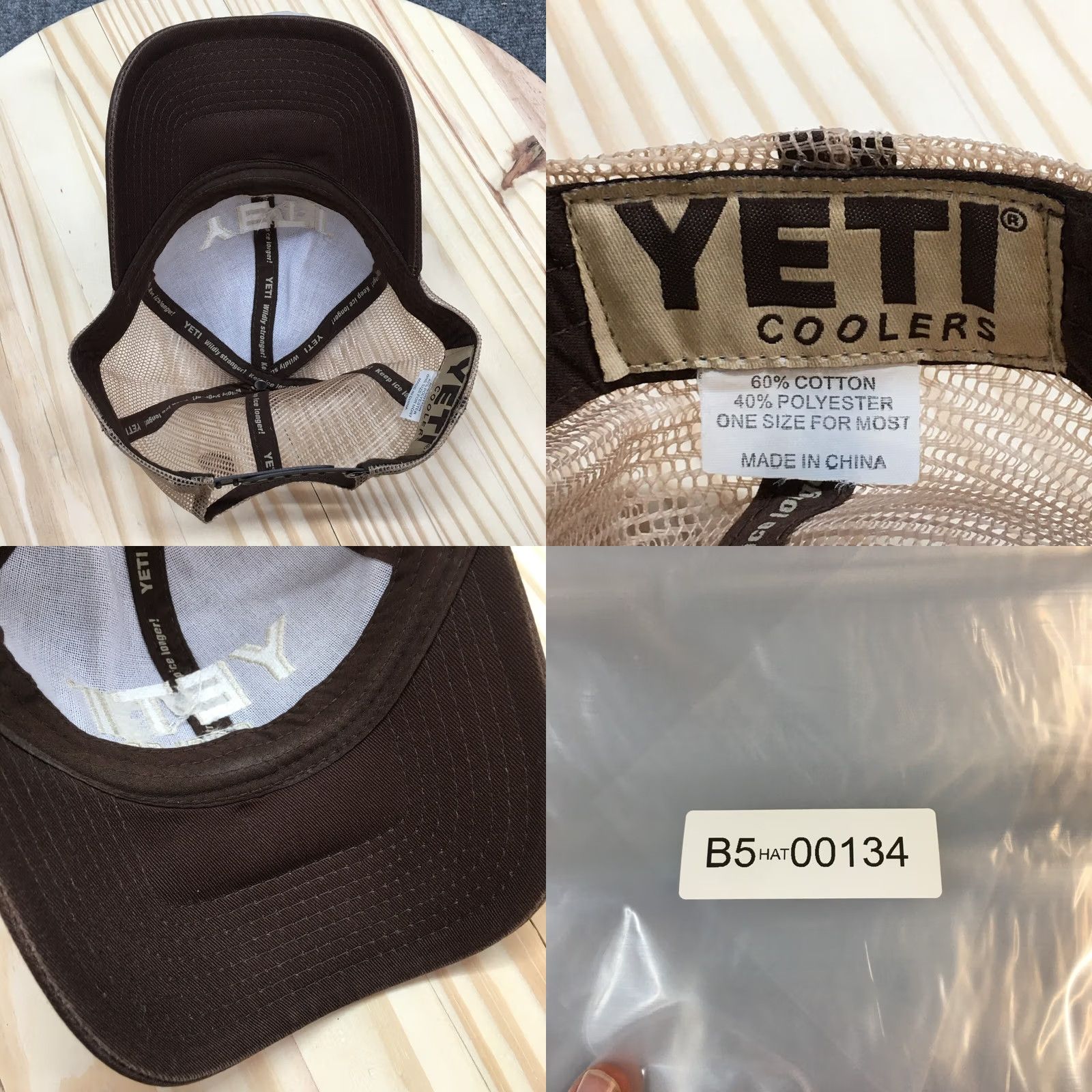 Yeti Yeti Trucker Hat Mens Brown OS Adjustable Curved Brim Embroidered Logo Hat Size ONE SIZE - 8 Thumbnail