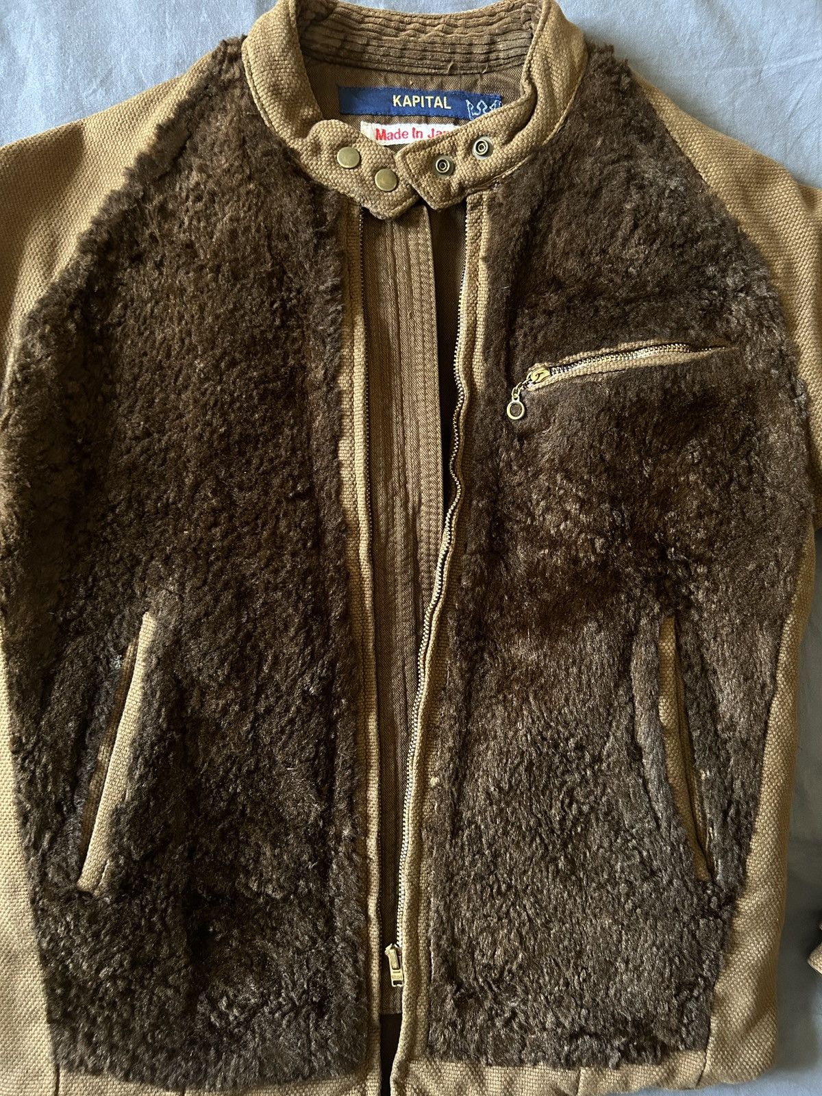 Kapital KAPITAL RARE Brown Fur Fleece Detail Denim Racer Jacket Size US XXS / EU 40 - 6 Thumbnail