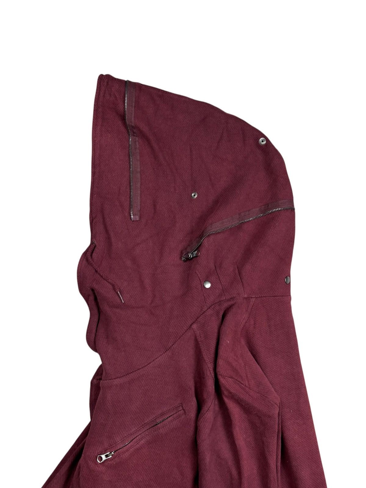 Le Grande Bleu (L.G.B.) 2000s Semantic Design - Red Wine Alien Hood Jacket Size US M / EU 48-50 / 2 - 5 Thumbnail