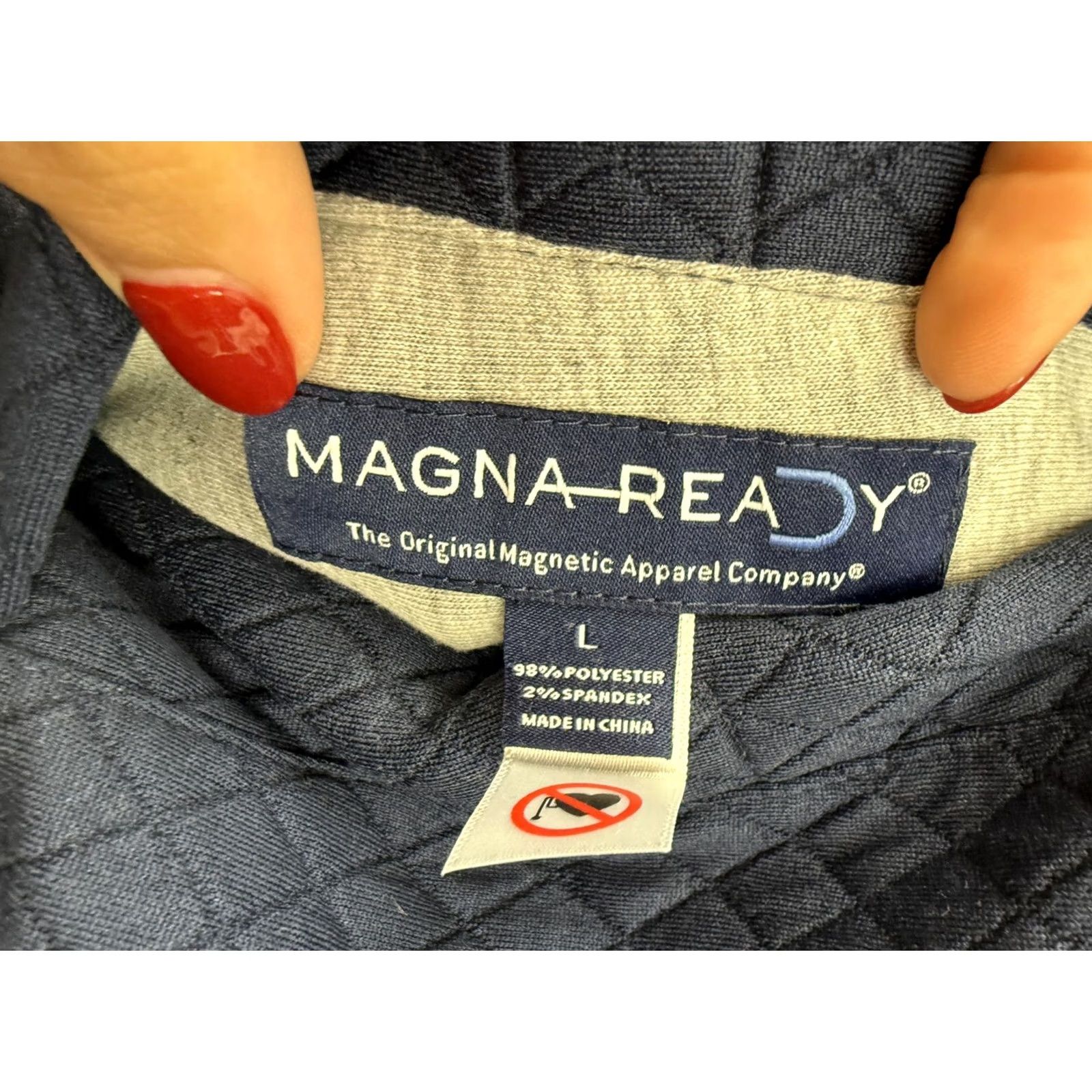 Vintage VINTAGE? No. MAGNA-READY Vest Mens L Blue Quilted Magnetic Closure Knit Lined Stretch Shirt? Size US L / EU 52-54 / 3 - 5 Thumbnail
