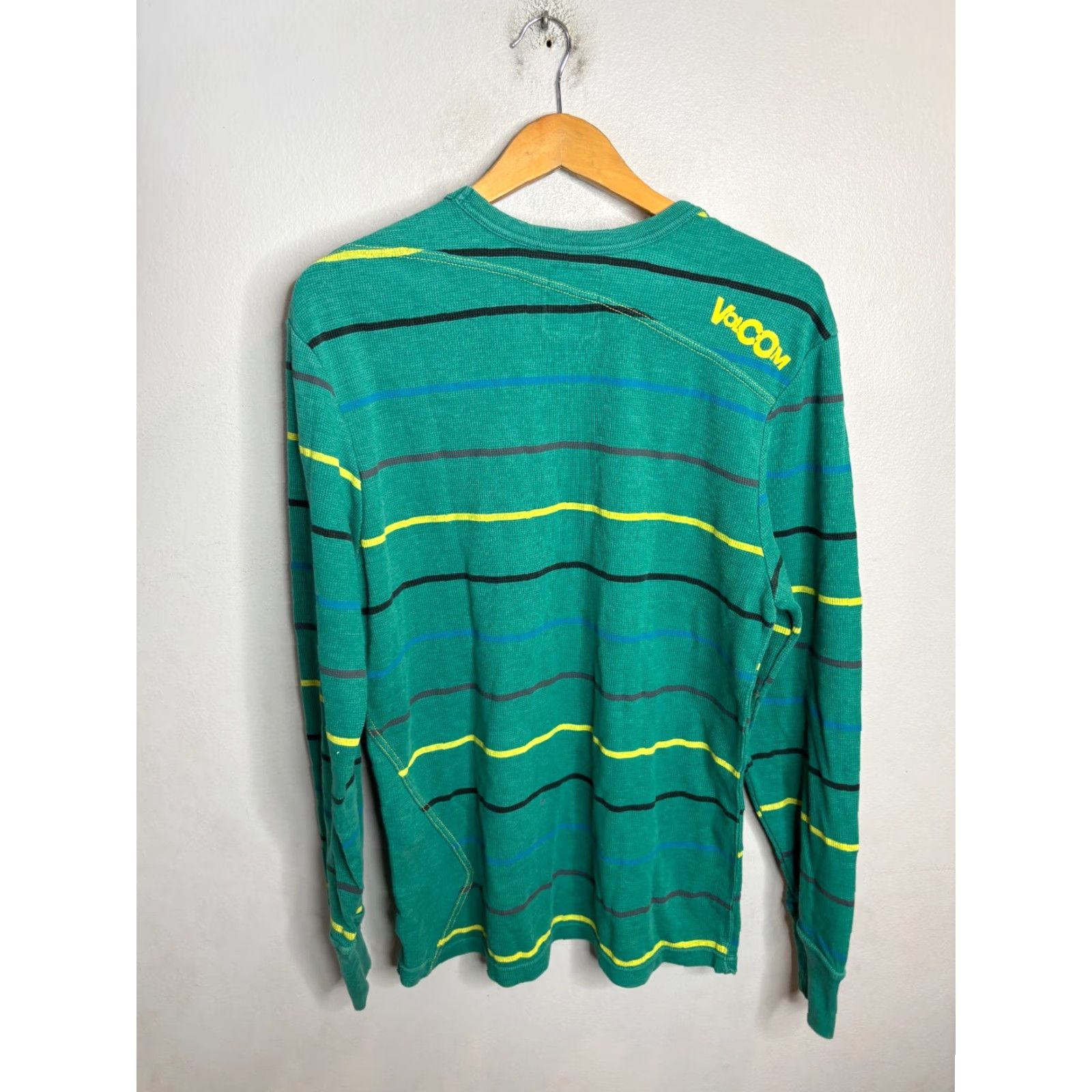 Volcom Volcom T-Shirt Thermal Long Sleeve Striped Waffle Knit Skull Vintage XL Green Mens Size US XL / EU 56 / 4 - 4 Thumbnail