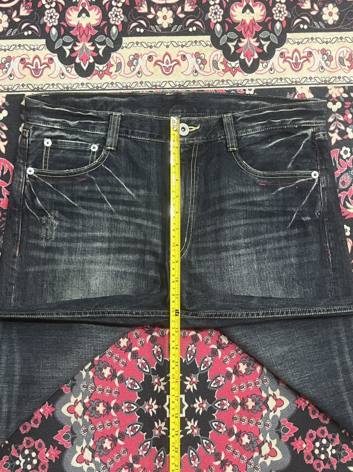 If Six Was Nine Vintage Japanese Agate Rhinestone Angelic Wing Flare Jeans Size US 36 / EU 52 - 12 Thumbnail