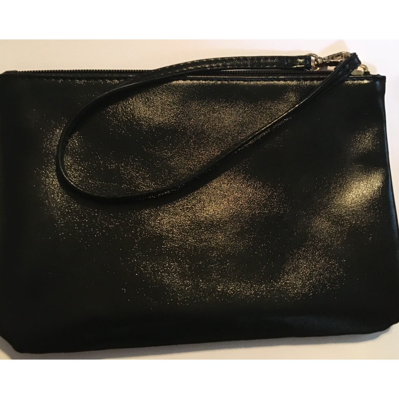 Victoria's Secret Victoria's Secret Wristlet Cosmetic Bag Zippered Sequin Bling Confetti Black Vinyl 9" x 6" x 5" Women Medium Size ONE SIZE - 6 Thumbnail