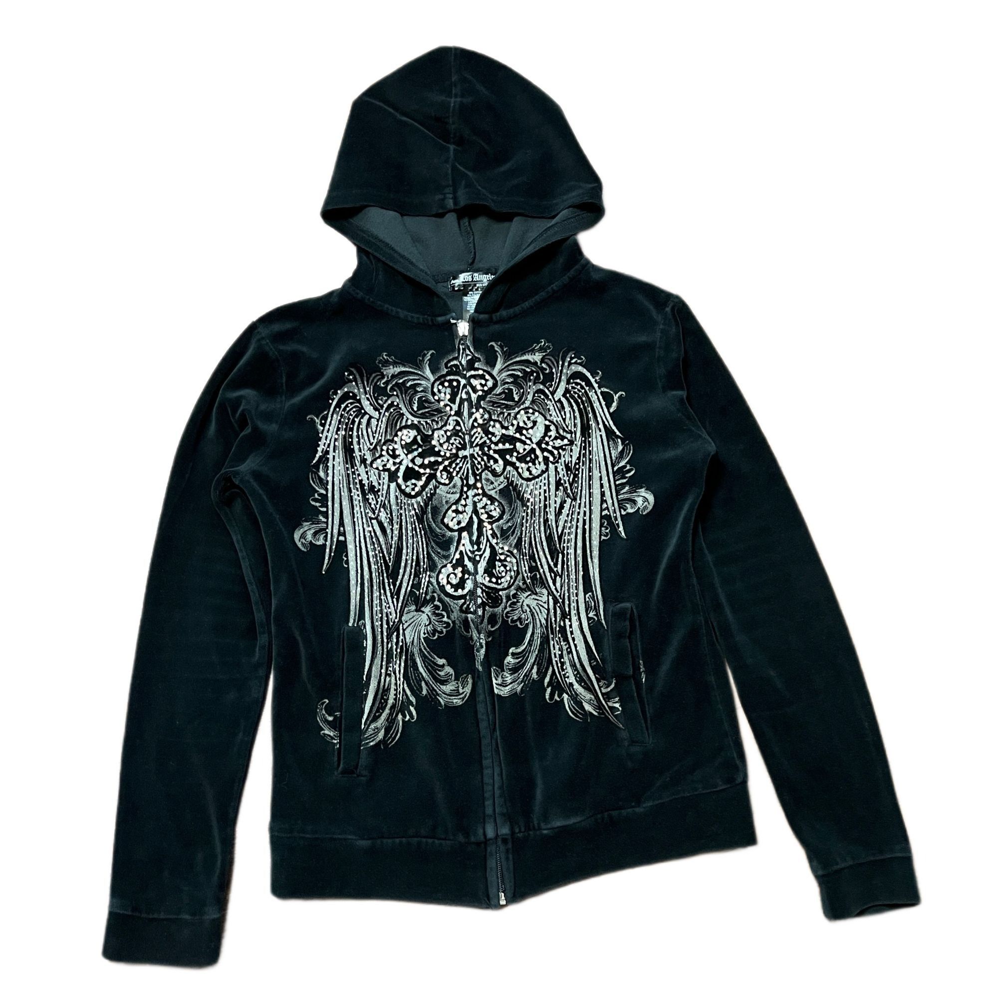 Streetwear Velvet Grunge Affliction Style Zip Hoodie | Grailed