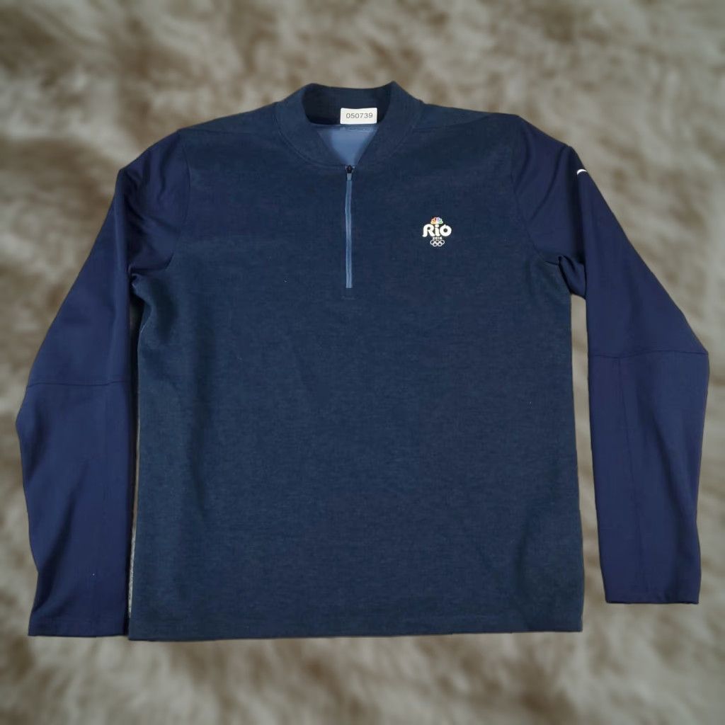 Nike Tiger Woods Sweater Mens Large Blue 2016 Rio Olympics Nike 1/4 Zip Sweatshirt Size US L / EU 52-54 / 3 - 1 Thumbnail