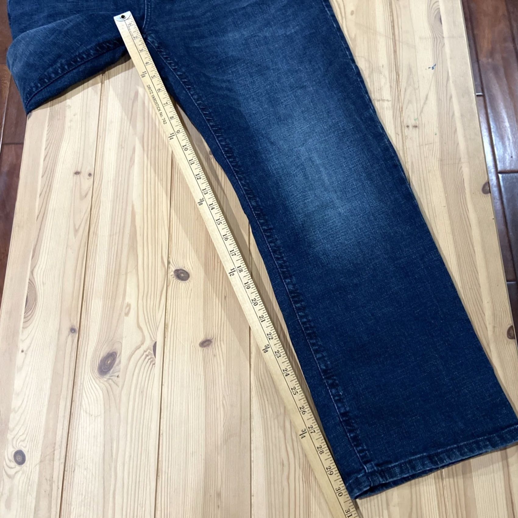Denime TK Axel Jeans Slim Boot Cut Men's Regular 38x30 Blue Denim with 5-Pocket Distressed Embroidered Accents - Cotton Blend Denim Size US 38 / EU 54 - 5 Thumbnail