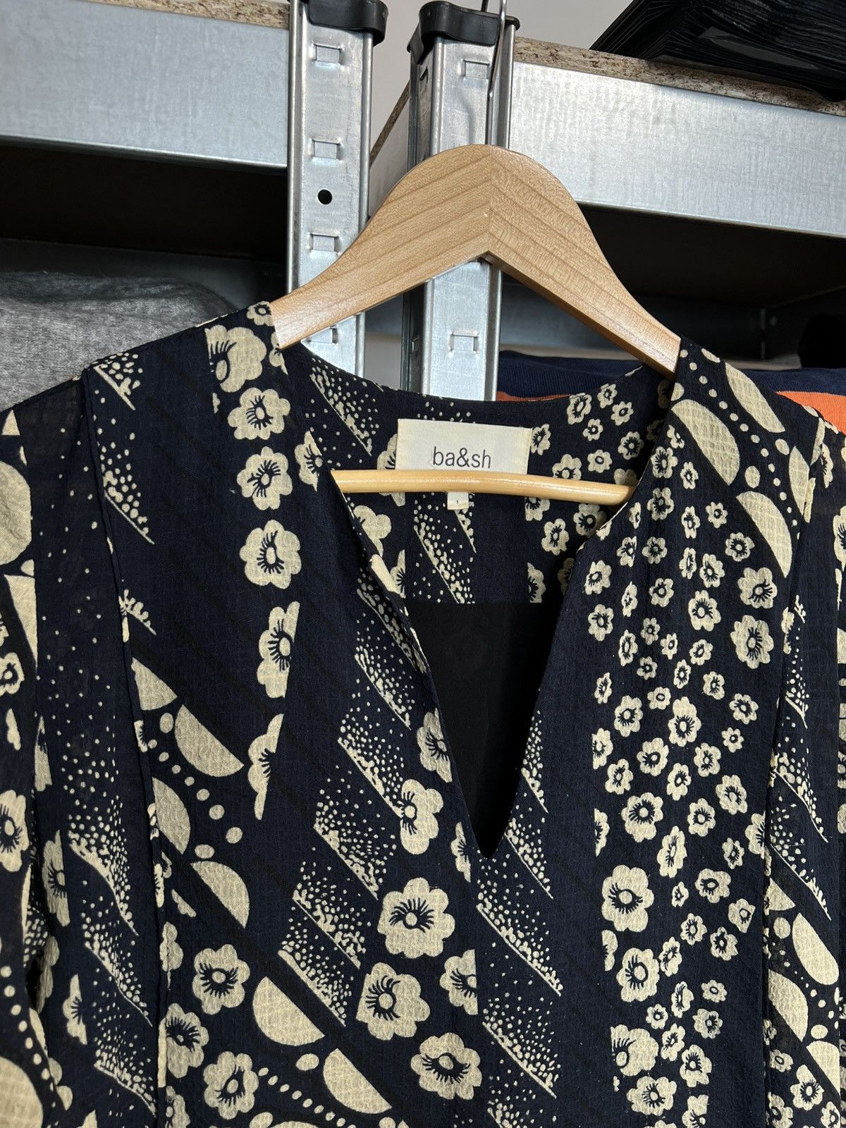 Designer × ba&sh Ba&sh Dress Women’s Giulia Floral Print Retro 3/4 Sleeve Sz1 Size XS / US 0-2 / IT 36-38 - 4 Thumbnail