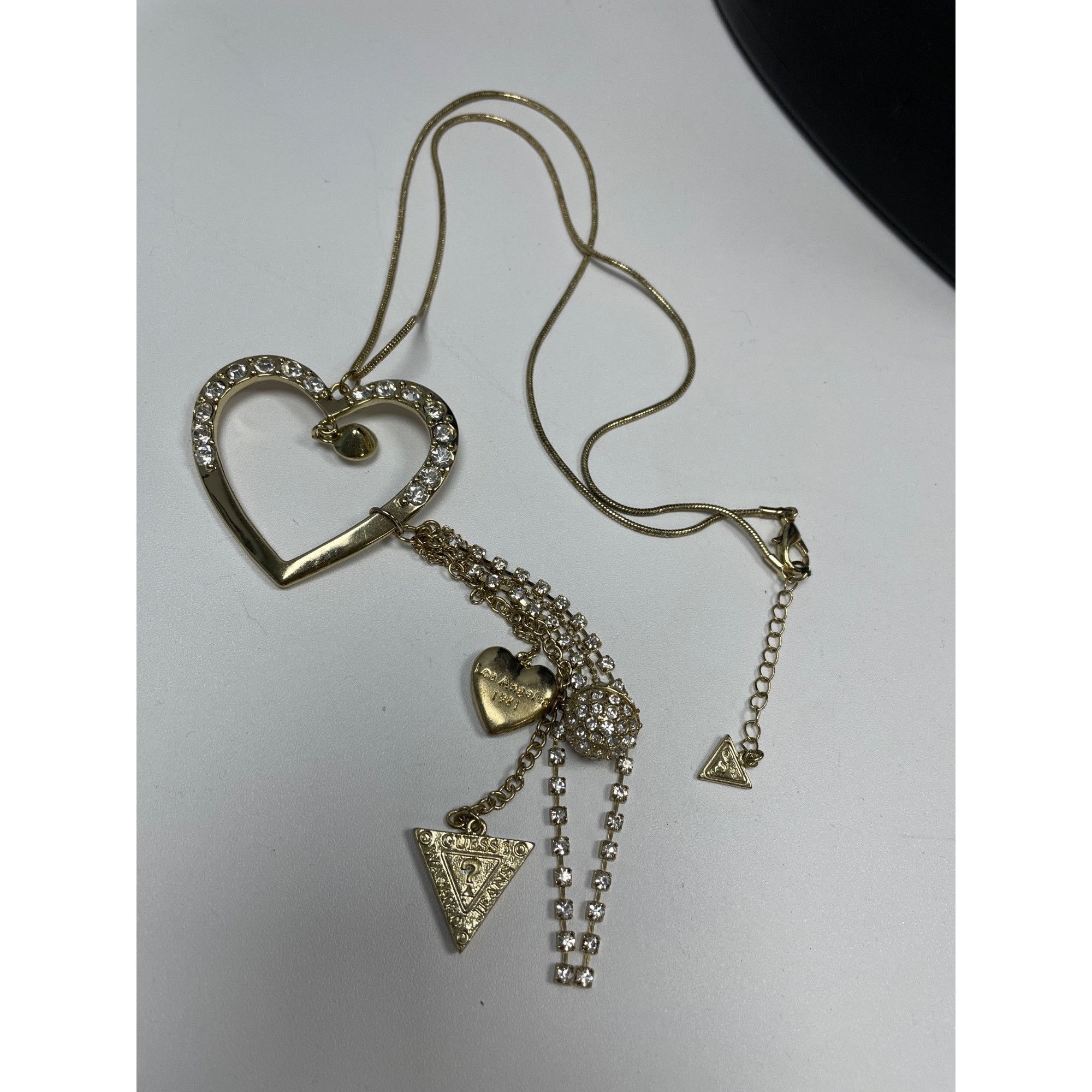 Guess Guess wms gold plated faux diamonds 20" charmed necklace SKU Size ONE SIZE - 1 Thumbnail