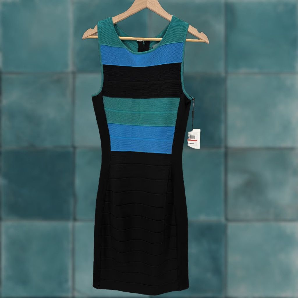 Calvin Klein Calvin Klein Dress Womens XS Black Multi Striped Sleeveless Bodycon Sheath Knit Size XS / US 0-2 / IT 36-38 - 1 Thumbnail