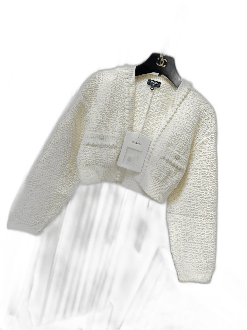 Chanel Chanel 22S Cream High-Waist Knit Cardigan Size M / US 6-8 / IT 42-44 - 1 Thumbnail