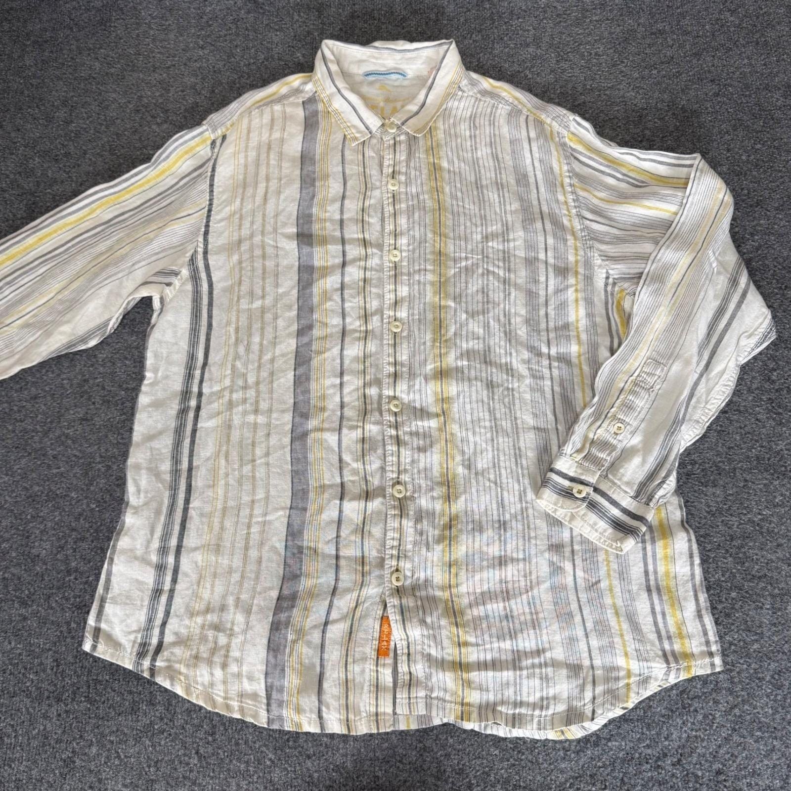 Tommy Bahama Tommy Bahama Relax Linen Shirt Mens XL Striped Button Up Size US XL / EU 56 / 4 - 1 Thumbnail