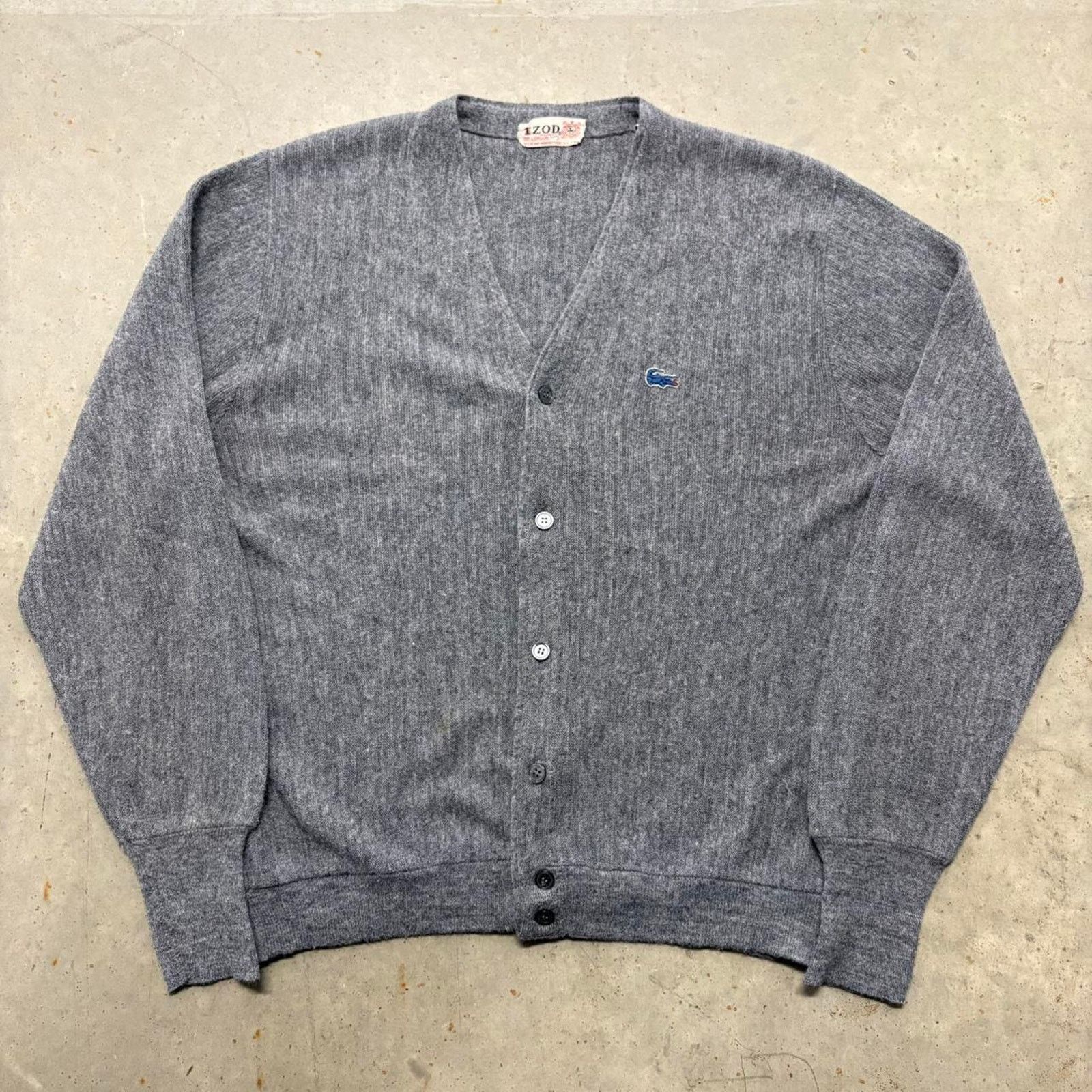 80s Izod & Lacoste Baby Blue Knit Cardigan - Large