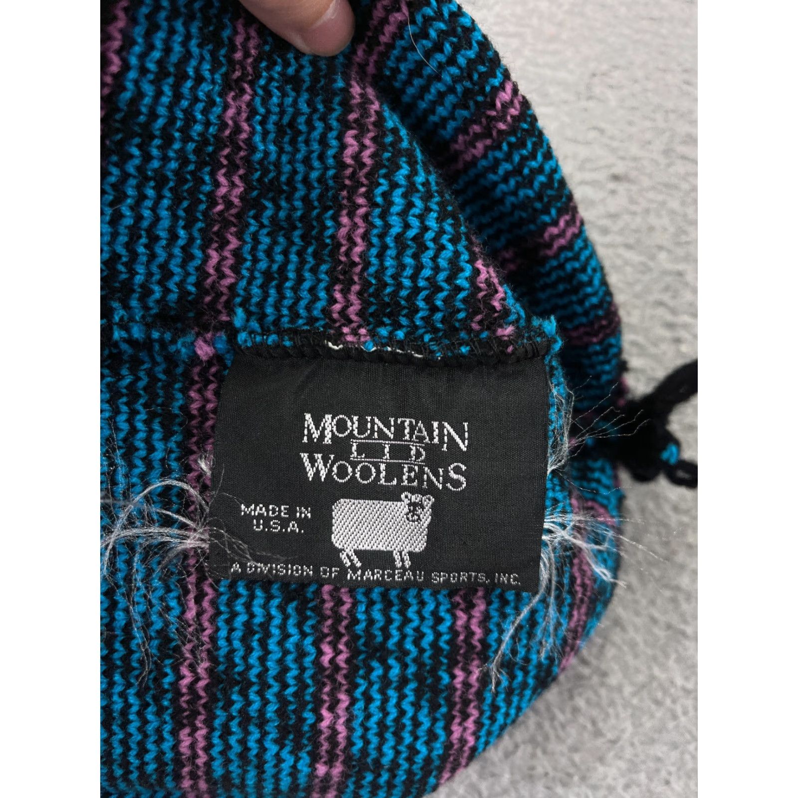 Vintage Mountain Lid Woolens Beanie Adult One Size Blue Argyle Knit Tassel Acrylic Made USA Toque Size ONE SIZE - 7 Thumbnail