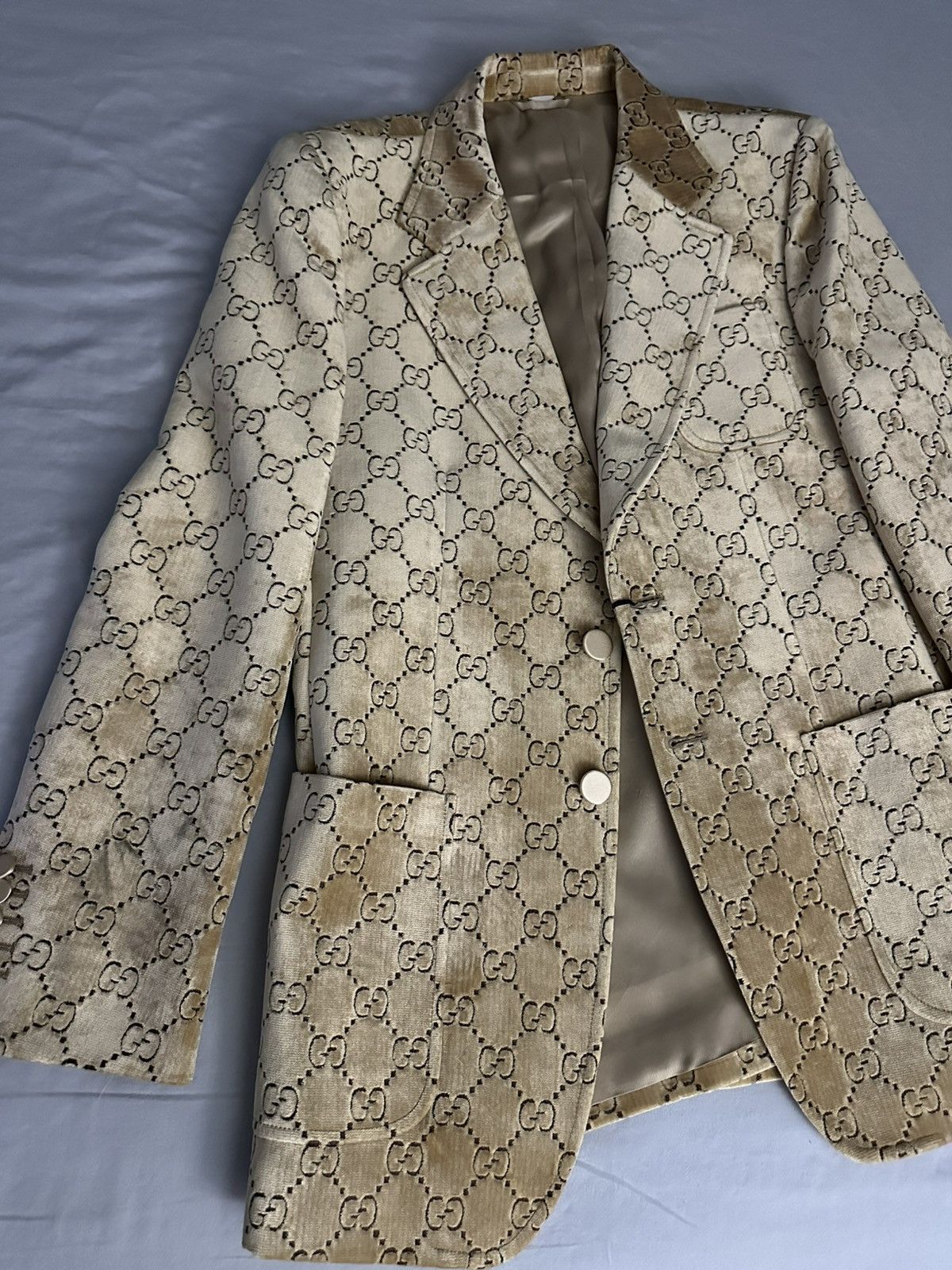 Gucci Aria GG Velvet Jacket Size 50R - 5 Thumbnail
