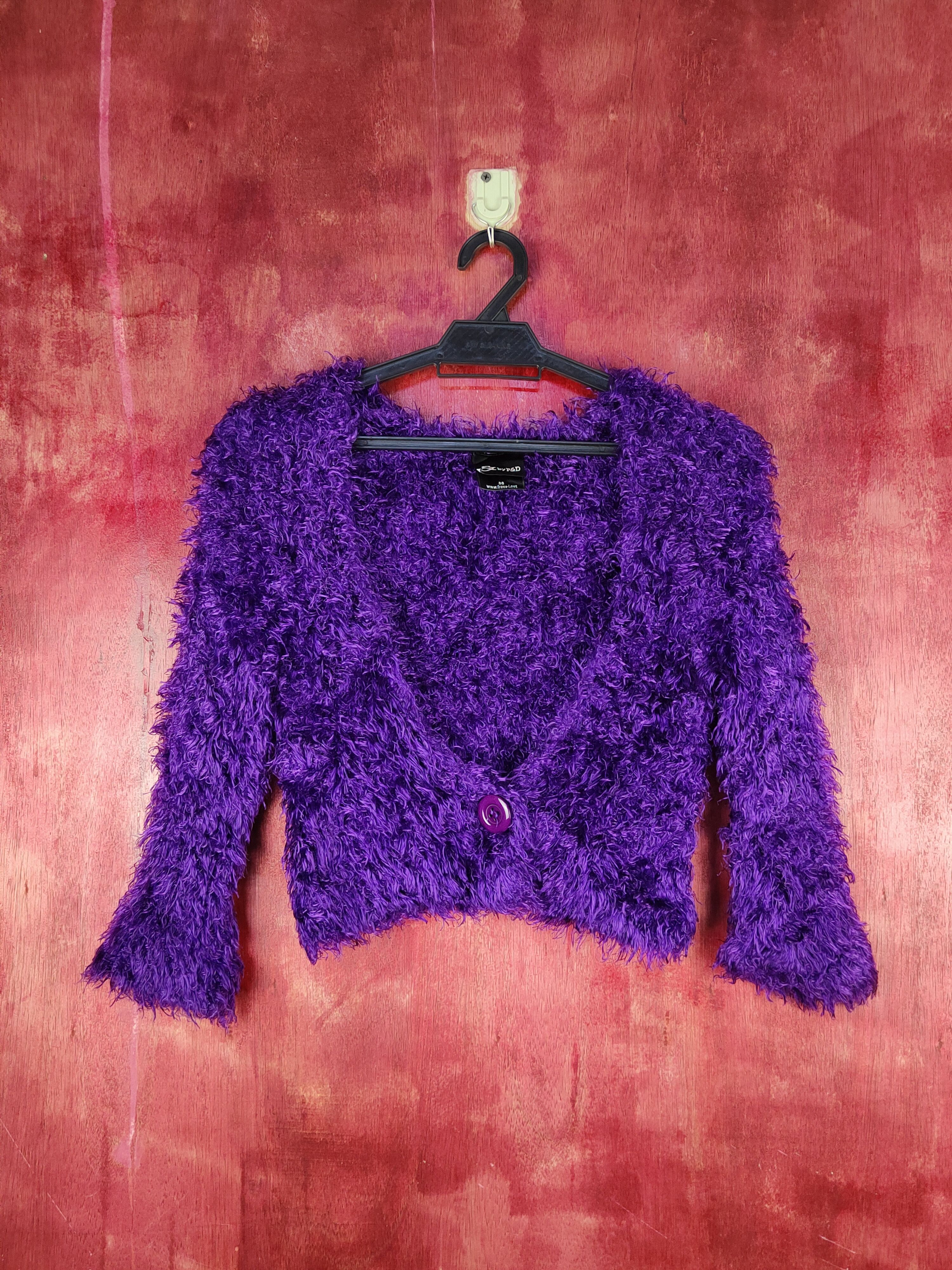 Retro P&D Purple Fur Mohair Knitwear Cardigan #W033