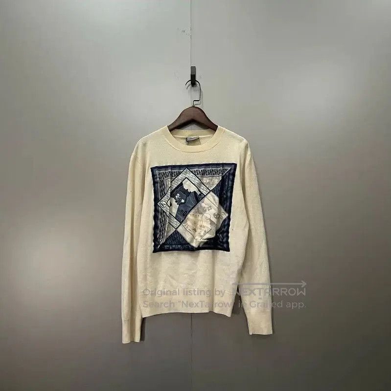 Dior White Cotton Long Sleeve Pullover Sweater .