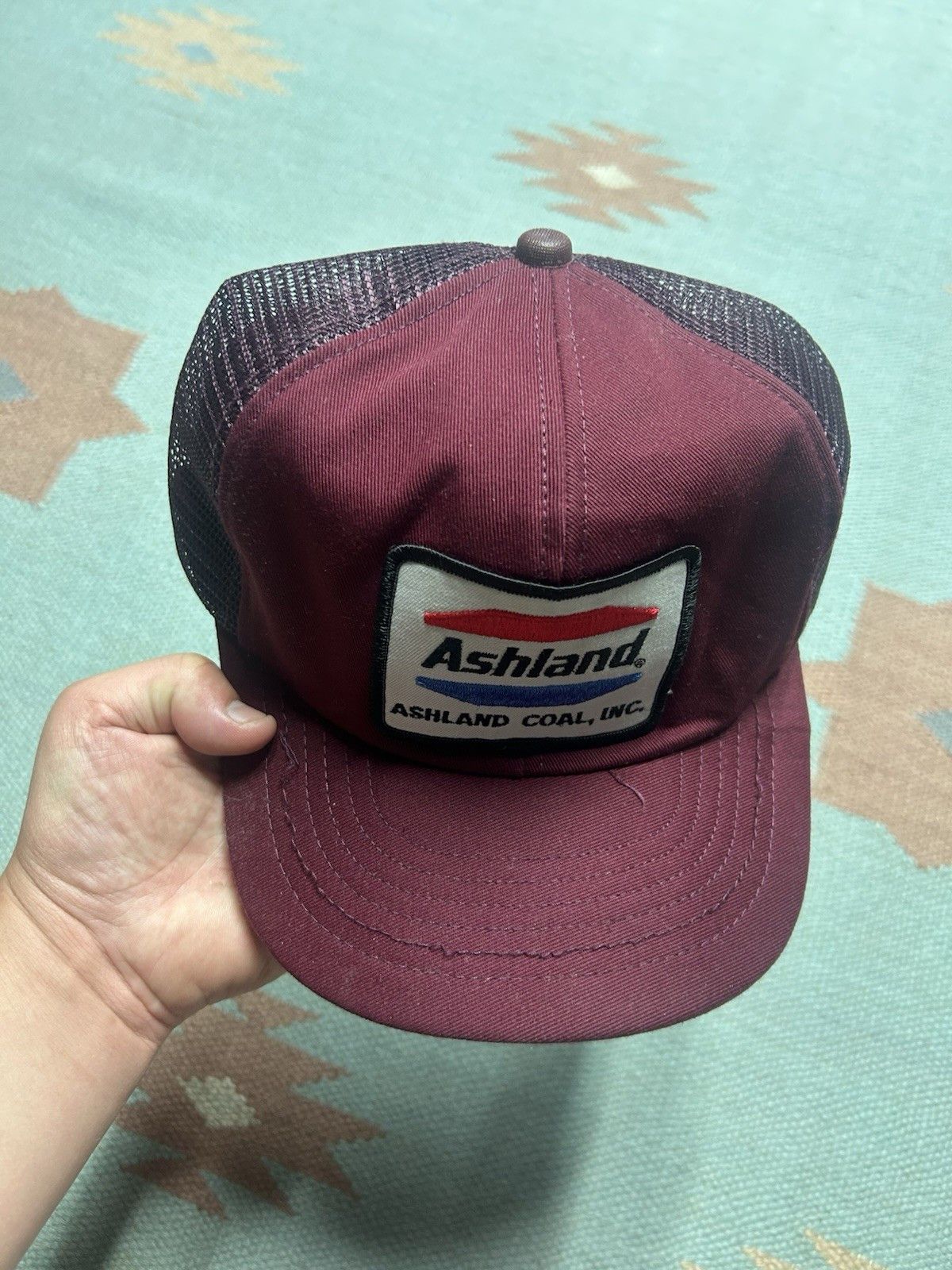 Vintage Vtg 80s trucker hat Ashland Coal Inc red patch USA SnapBack Size ONE SIZE - 3 Thumbnail
