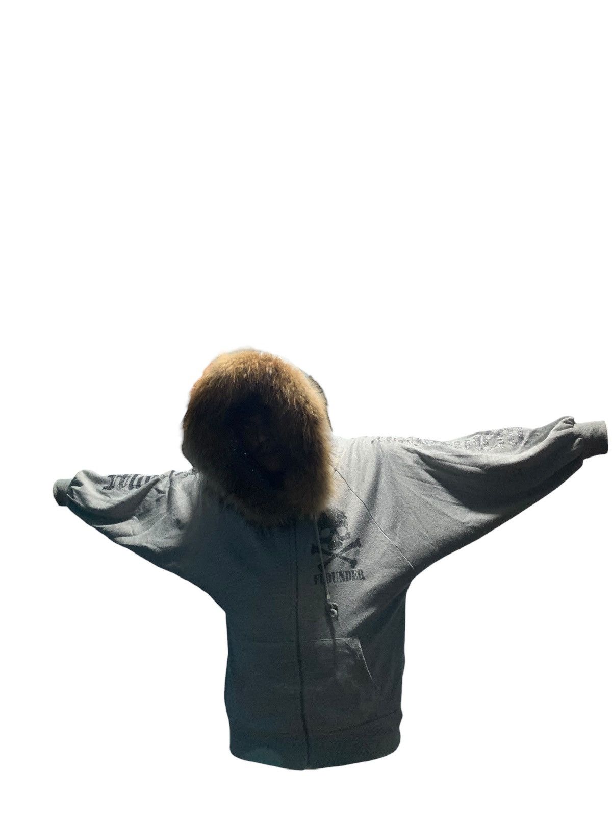 Plein Beaute baggy glitter skull poem fur hoodie oversized
