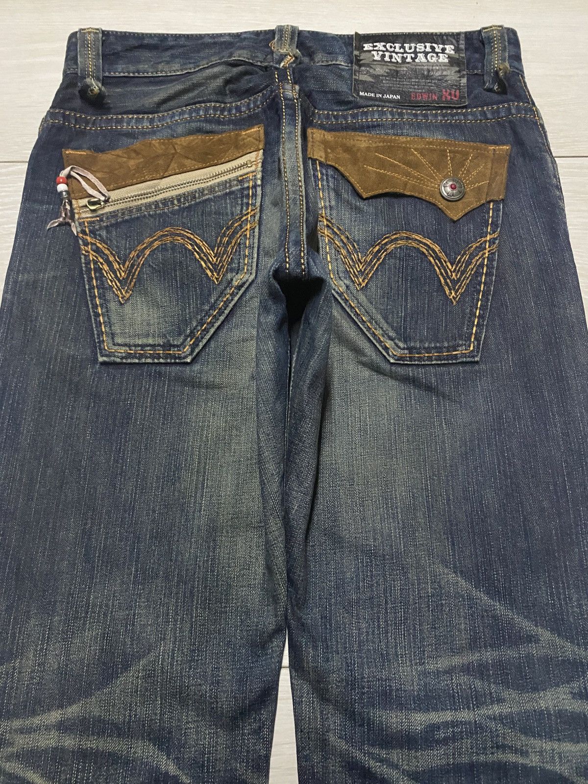 Edwin Vintage Edwin XV Mud Wash Honeycomb Distressed Loose Jeans Size US 31 - 4 Thumbnail