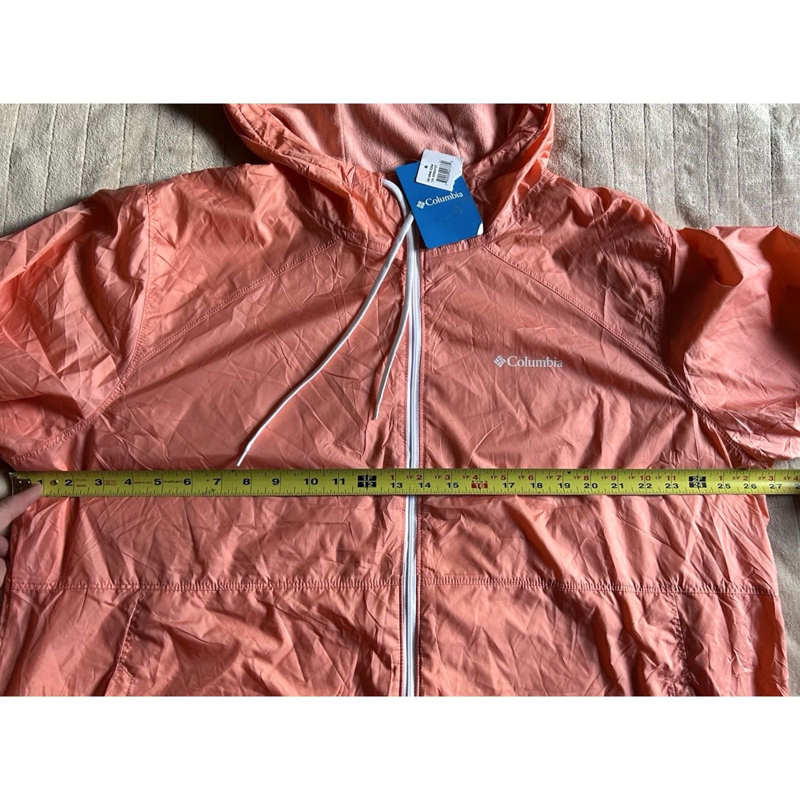 Vintage NWT Columbia Flash Challenger Windbreaker Women's 2XL Salmon Lightweight Hooded Full Zip Short/ Mid-Length Jacket Size XXL / US 16-18 / IT 52-54 - 8 Thumbnail