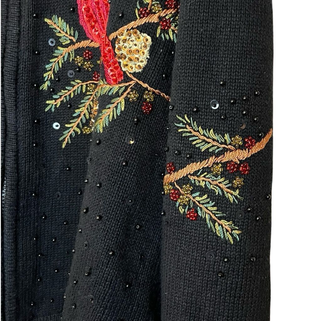 Vintage Y2K Heirloom Holiday Cardigan Sweater M Sequins Embroidered Size M / US 6-8 / IT 42-44 - 2 Thumbnail