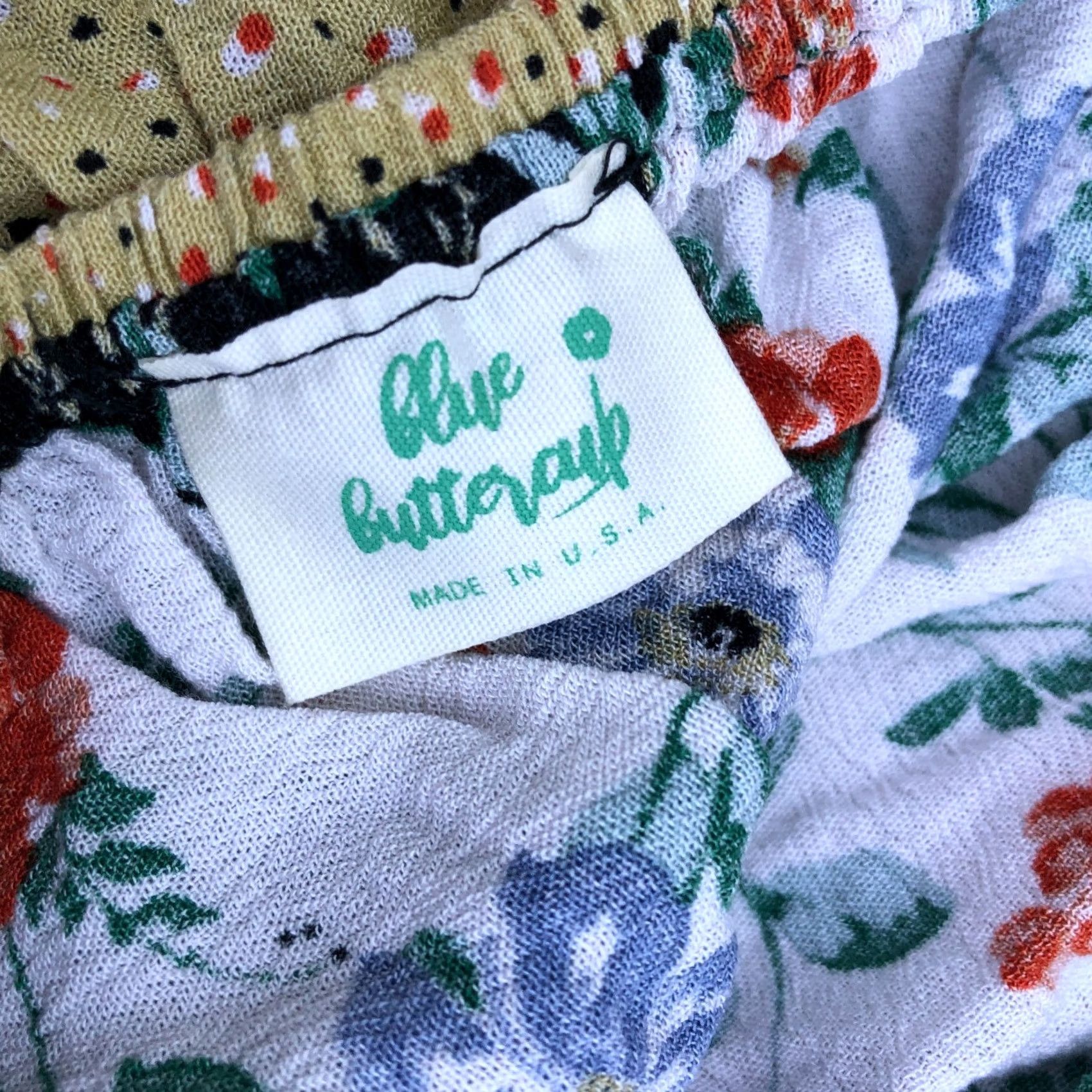 Vintage BLUE BUTTERCUP Floral Jumpsuit Women's LG Ruffle Sleeve USA Rayon Wide Leg Size 36" / US 14 / IT 50 - 5 Thumbnail