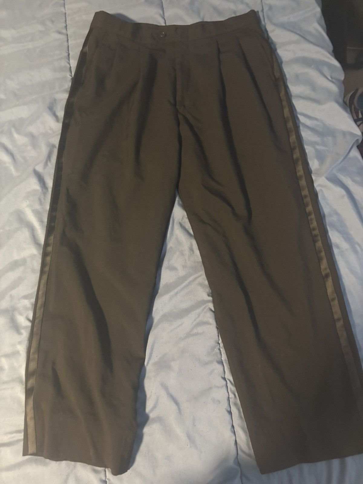 Other Black Pleated Side Stripe Dress Pants Straight Leg Size 32 Size 34S - 11 Thumbnail