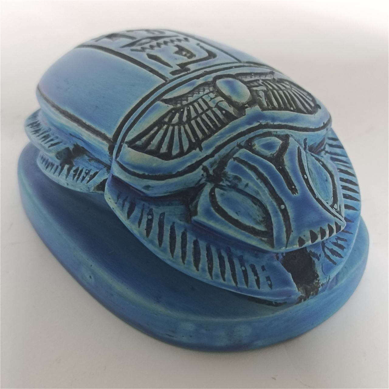 Handmade Vintage-style blue scarab Egyptian collectible gift Size ONE SIZE - 7 Thumbnail