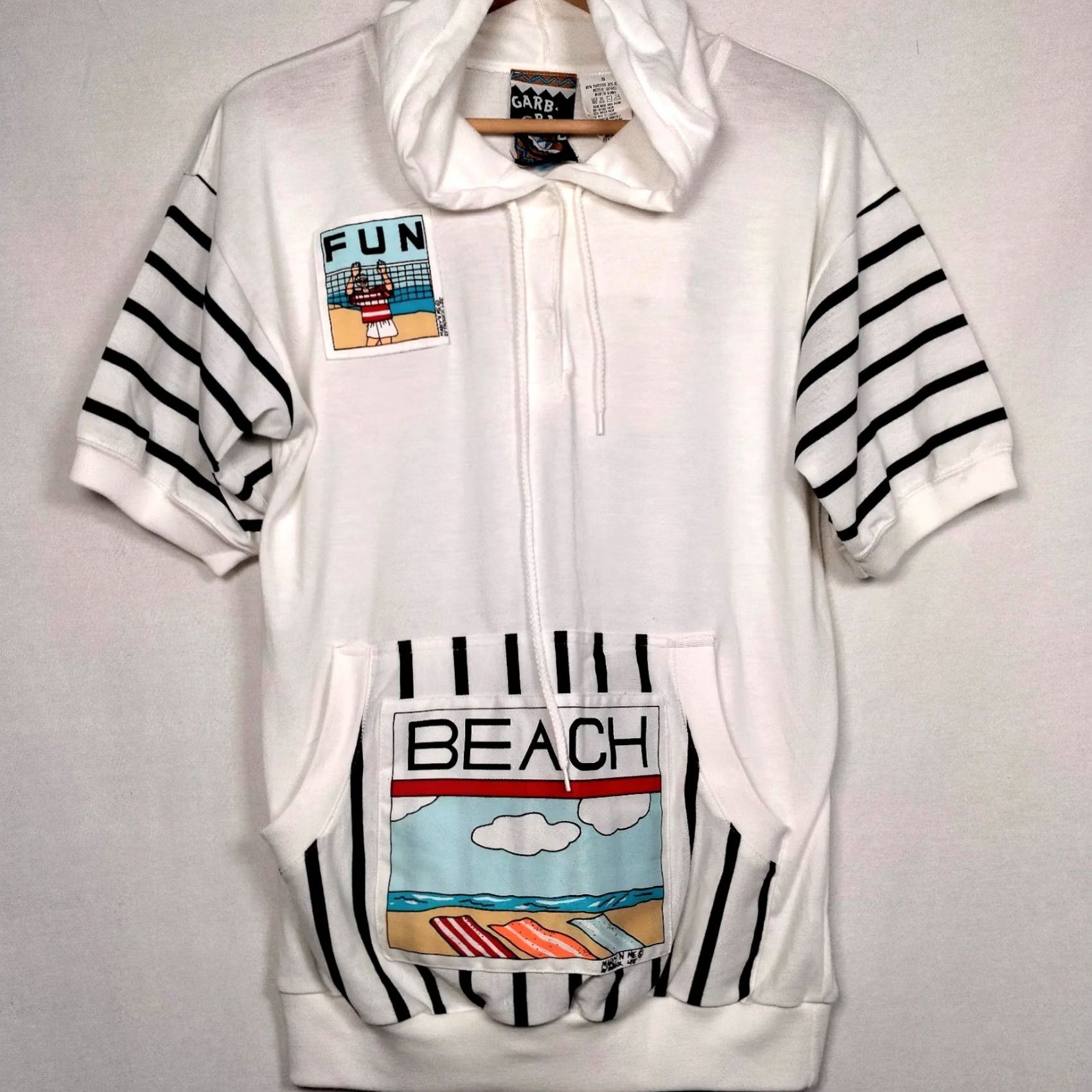 Etro VINTAGE Garbanzo Shirt Hooded T-Shirt Womens Small White 80s Beach Retro Polo Pullover Short Sleeve Size S / US 4 / IT 40 - 2 Thumbnail