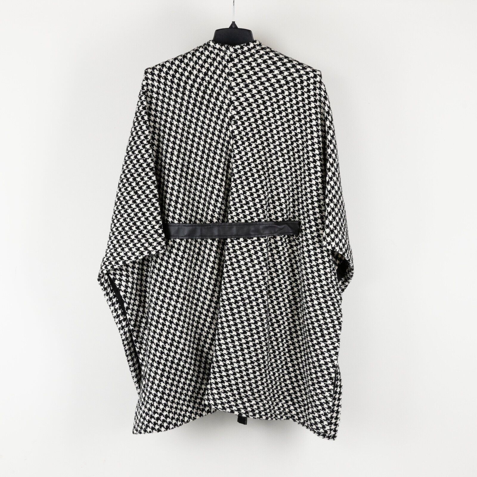 Maje Maje Giro Belted Houndtooth Poncho Coat White/Black Size 1/S Size S / US 4 / IT 40 - 4 Thumbnail