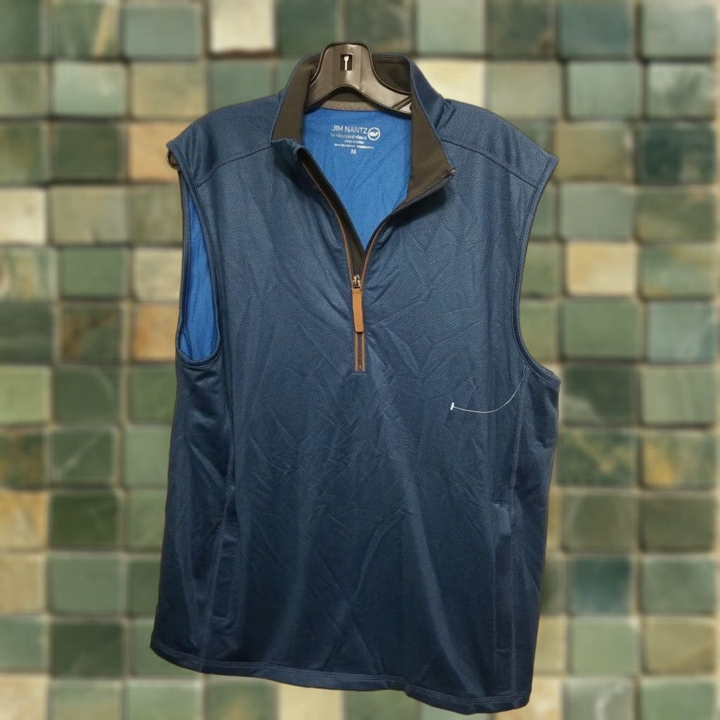 Vineyard Vines Vineyard Vines Vest Mens Medium Herringbone Print Style Quarter Zip Vest, Gray, Full Zip, Golf, Casual Travel Size US M / EU 48-50 / 2 - 1 Thumbnail