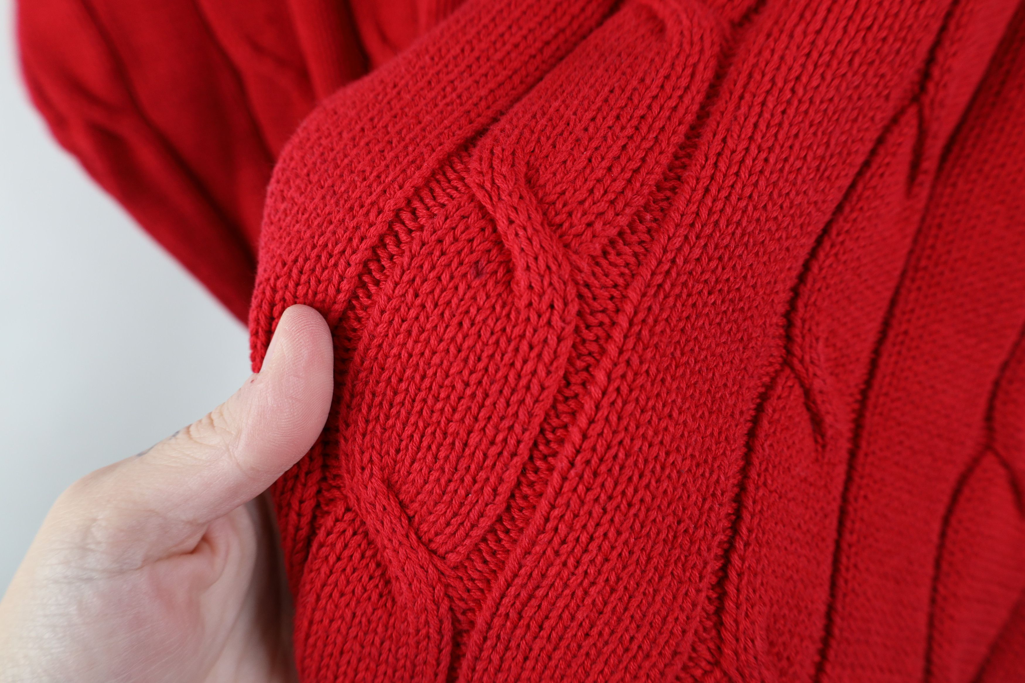 Vintage Vintage 90s Streetwear Chunky Ribbed Cable Knit Sweater Red Size US L / EU 52-54 / 3 - 6 Thumbnail