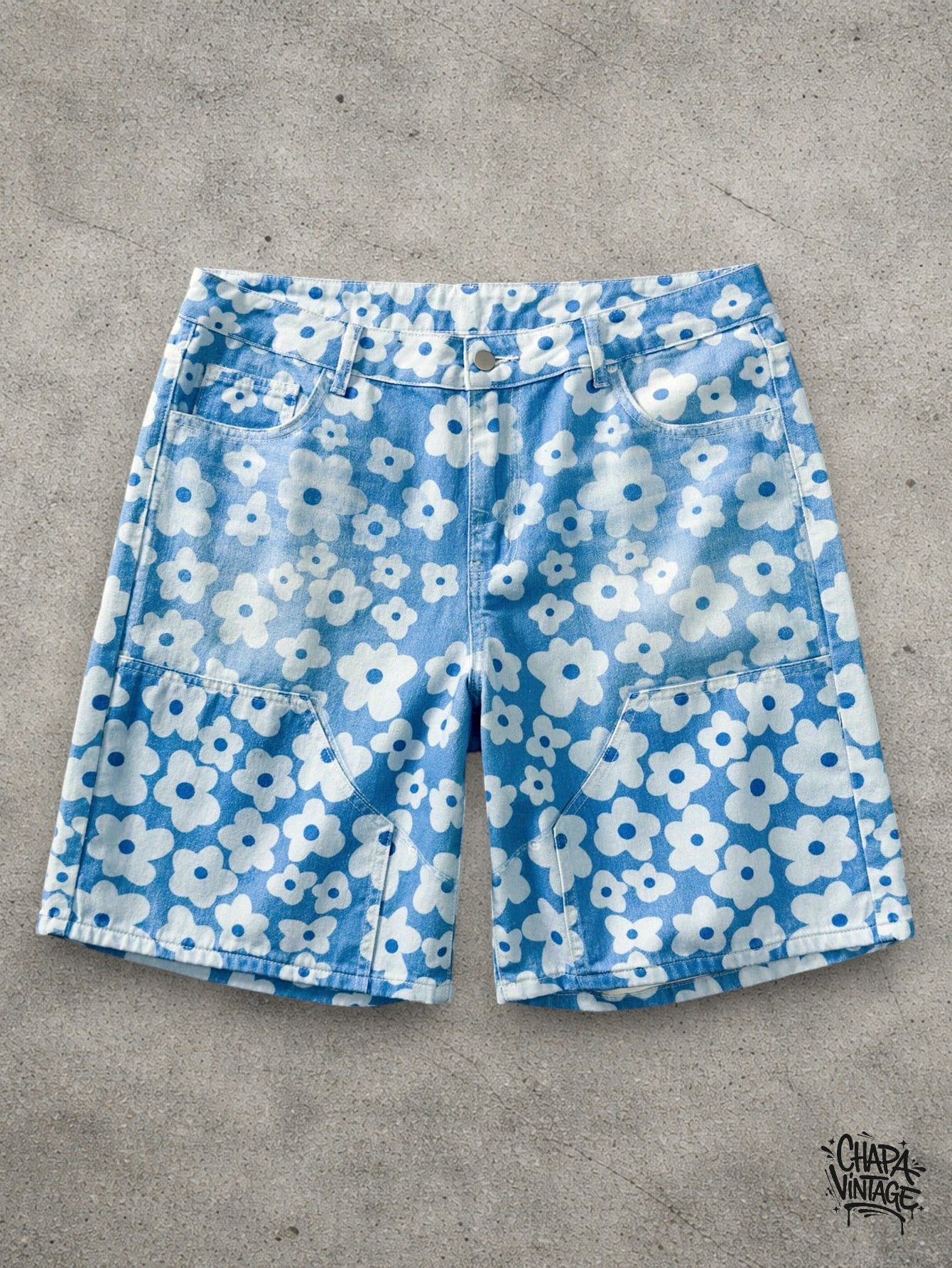Vintage Flower print denim shorts Size US 32 / EU 48 - 1 Thumbnail