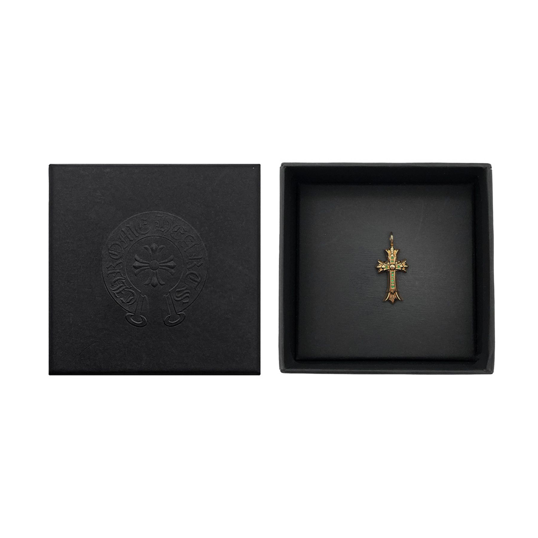 Chrome Hearts Chrome Hearts 22K Gold Emerald Double Cross Charm Pendant Size ONE SIZE - 4 Thumbnail