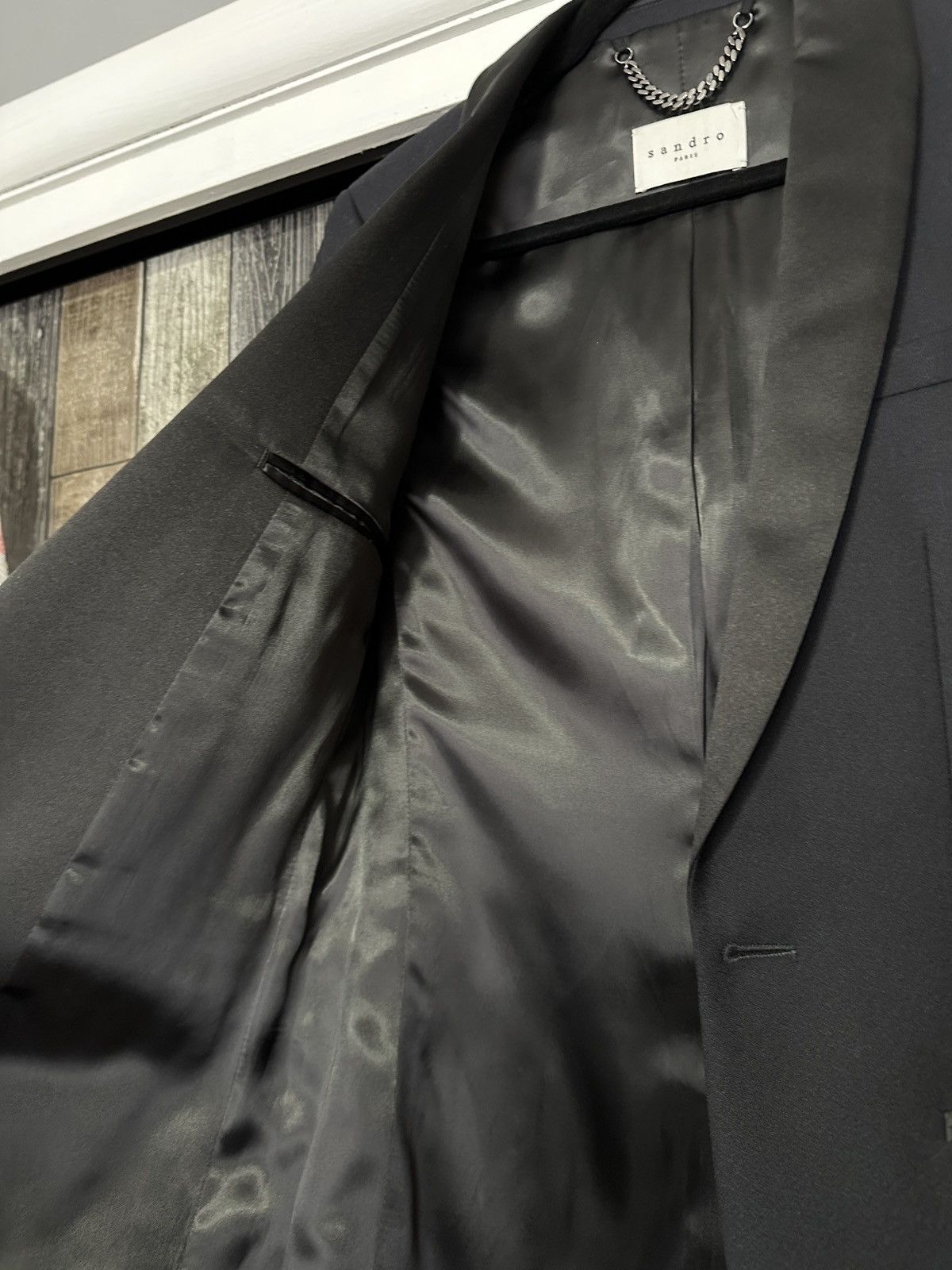 The Kooples Navy Silk Lapel Blazer Size 44S - 7 Thumbnail