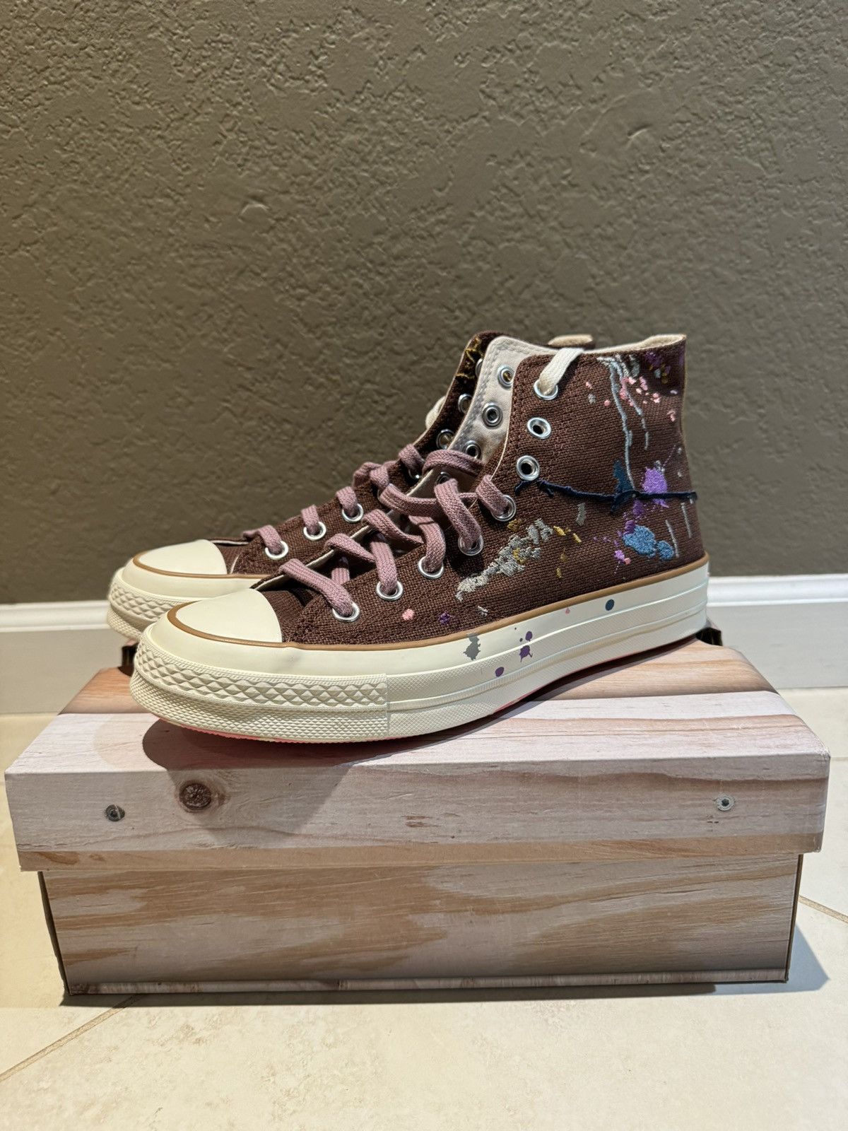 Bandulu x Converse Brown Paint Splatter Chuck Taylor 70 High