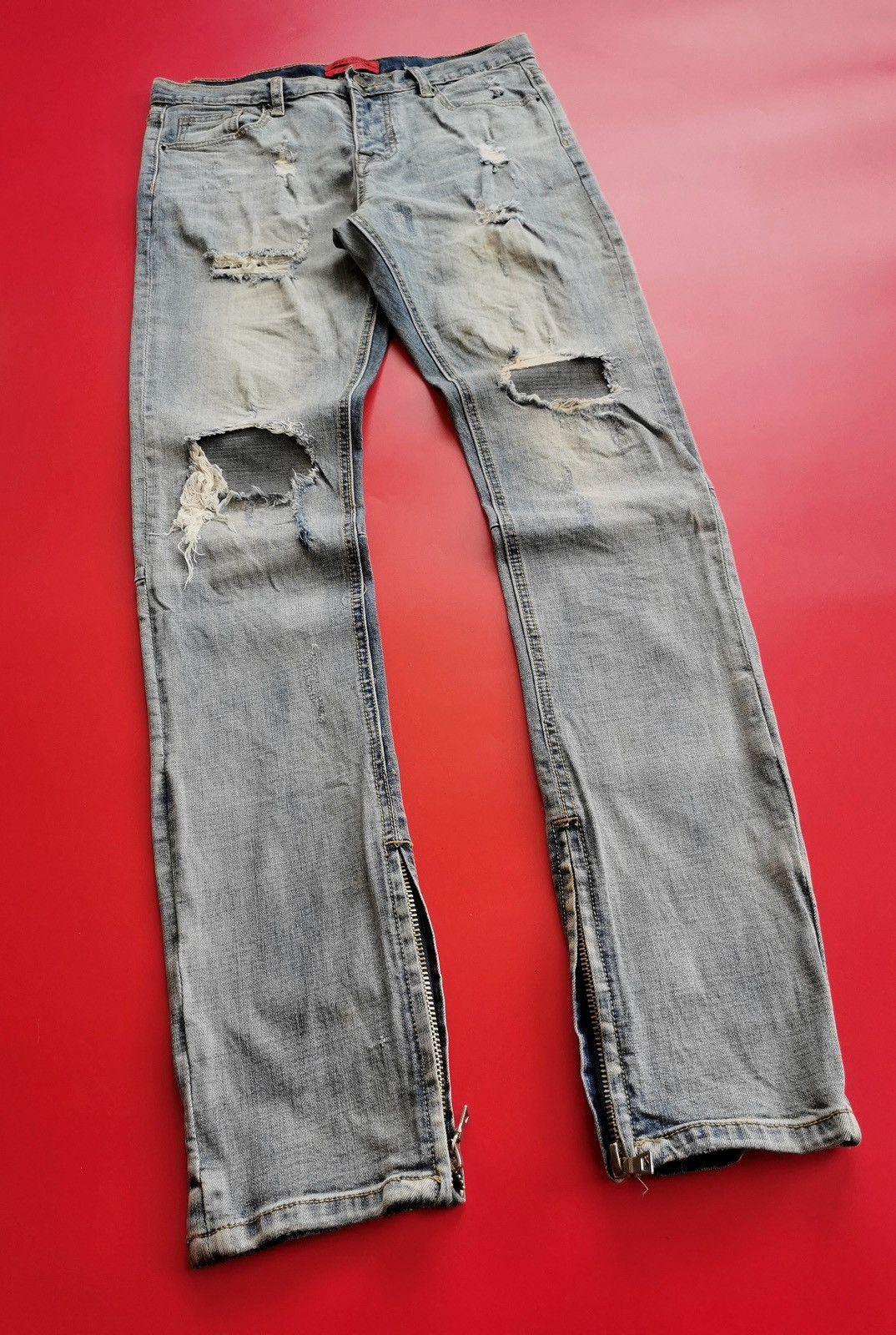 Seditionaries Dress Volume Korea Distressed Punk Zipper Mud Jeans Size US 31 - 5 Thumbnail