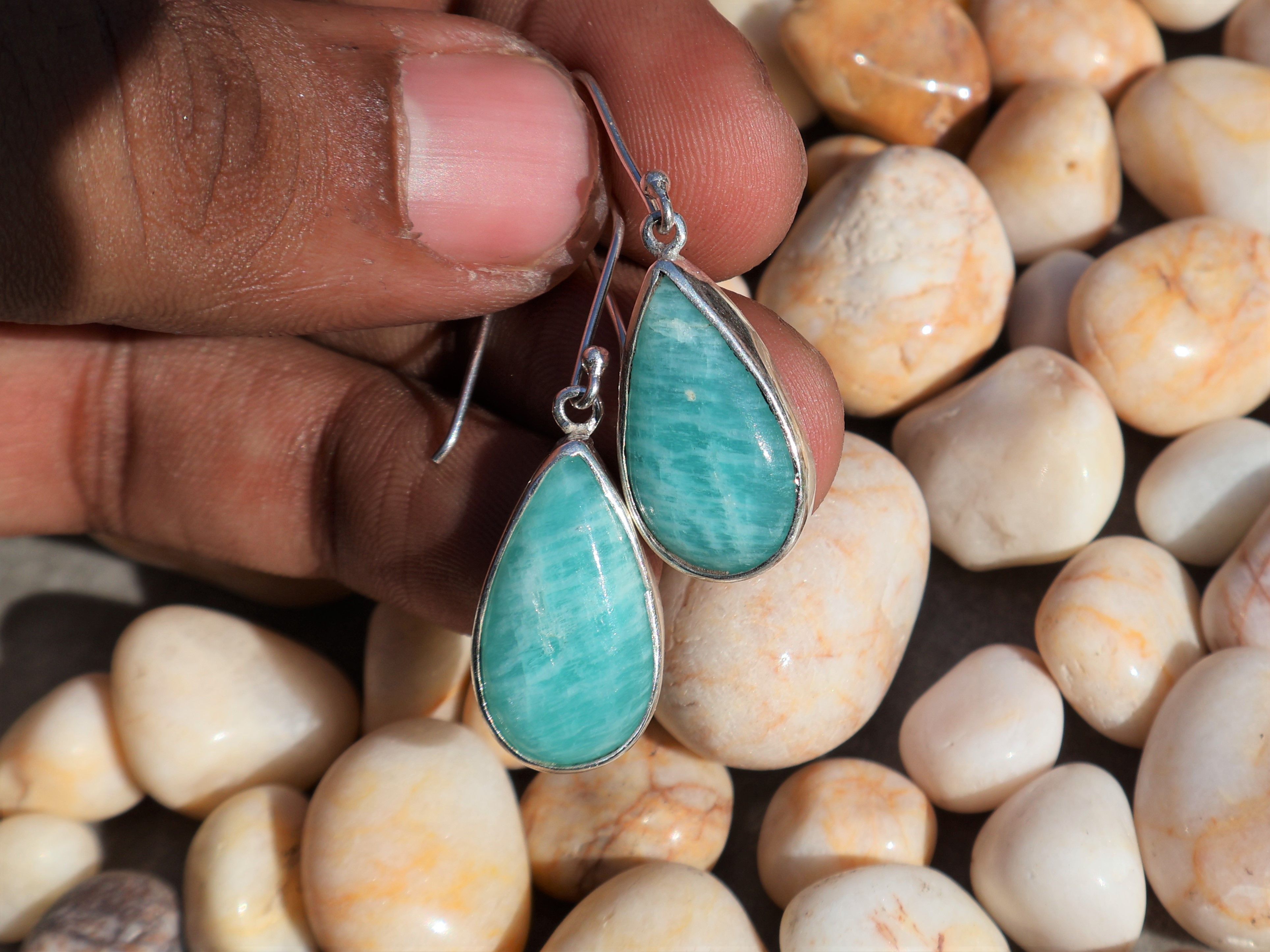 Handmade Amazonite Earring, 925 Sterling Silver, Handmade Earring, Size ONE SIZE - 5 Thumbnail