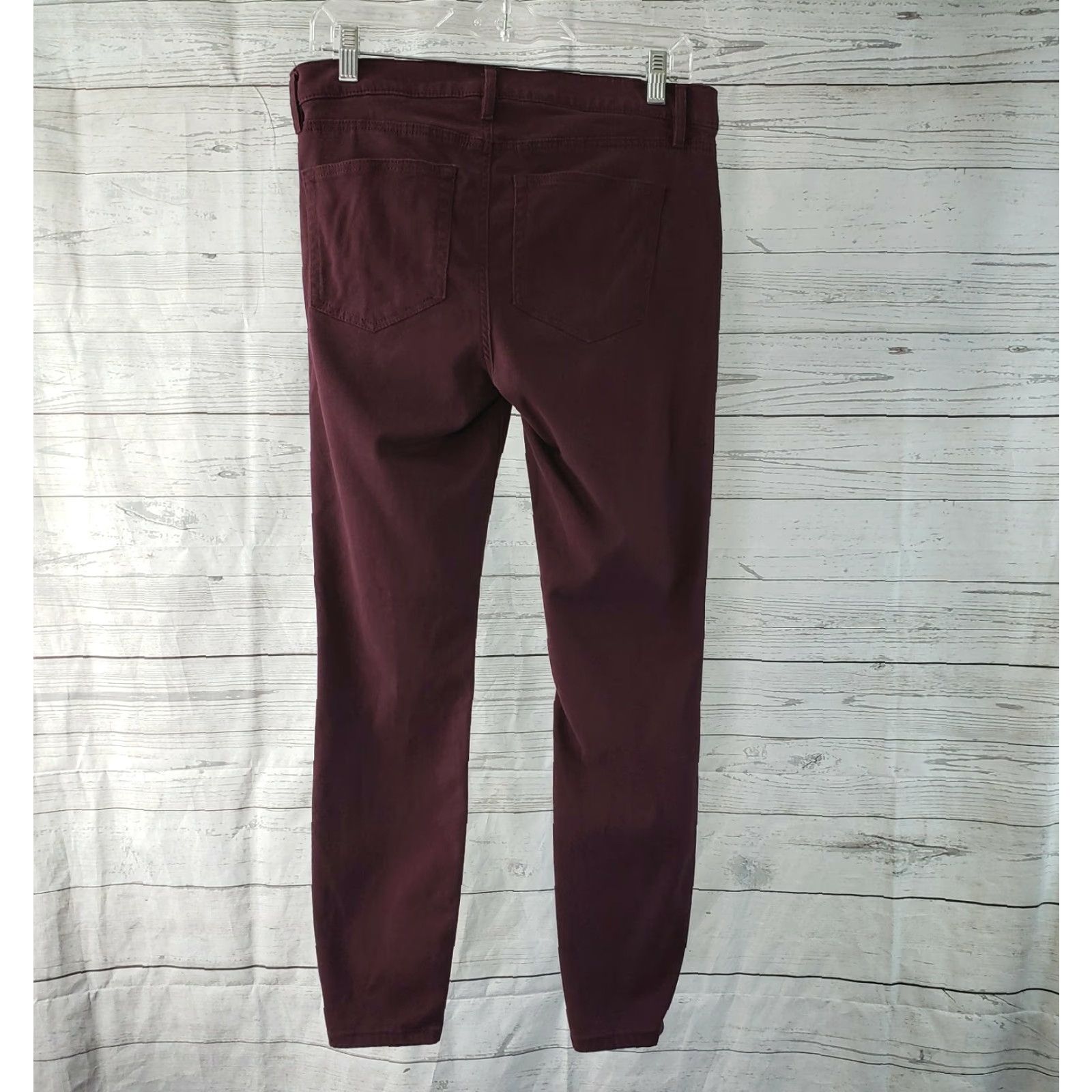 Ann Taylor VINTAGE Ann Taylor LOFT Womens Cropped Skinny Pants Sz 6 Maroon Mid Rise Cotton Blend Size 28" / US 6 / IT 42 - 3 Thumbnail