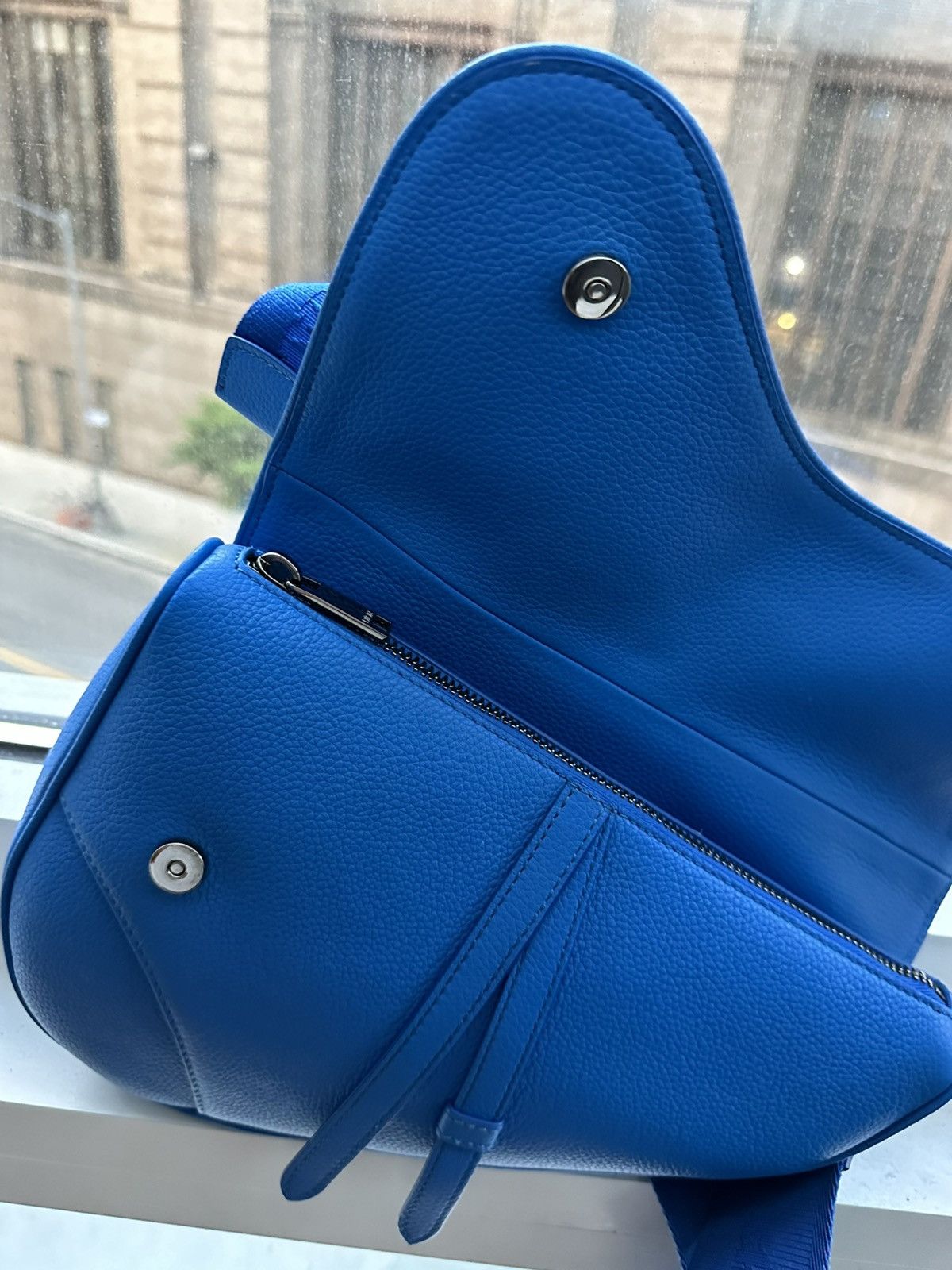 Dior Dior Blue Grained Leather Saddle Bag Size ONE SIZE - 5 Thumbnail