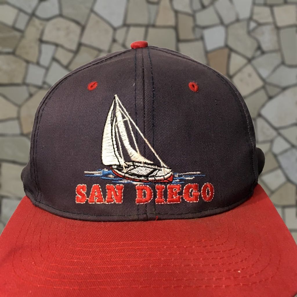 Vintage SAN DIEGO Sailboat Cap Hat Mens Adjustable Embroidered Sailing Black Size ONE SIZE - 1 Thumbnail