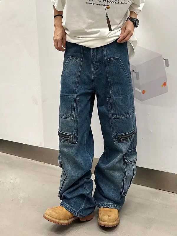 Jean Streetwear Patchwork Wide Leg Jeans Size US 32 / EU 48 - 4 Thumbnail