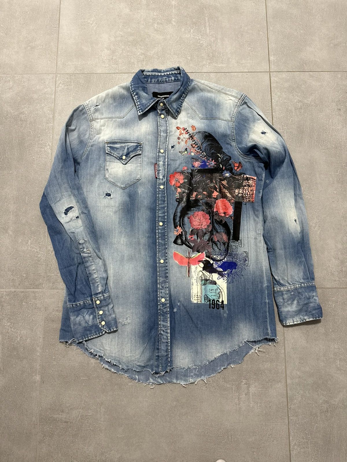 Designer × Dsquared2 × Japanese Brand Dsquared2 Denim Military Shirt Rare Men’s Exclusive Size 46 Size US S / EU 44-46 / 1 - 1 Thumbnail