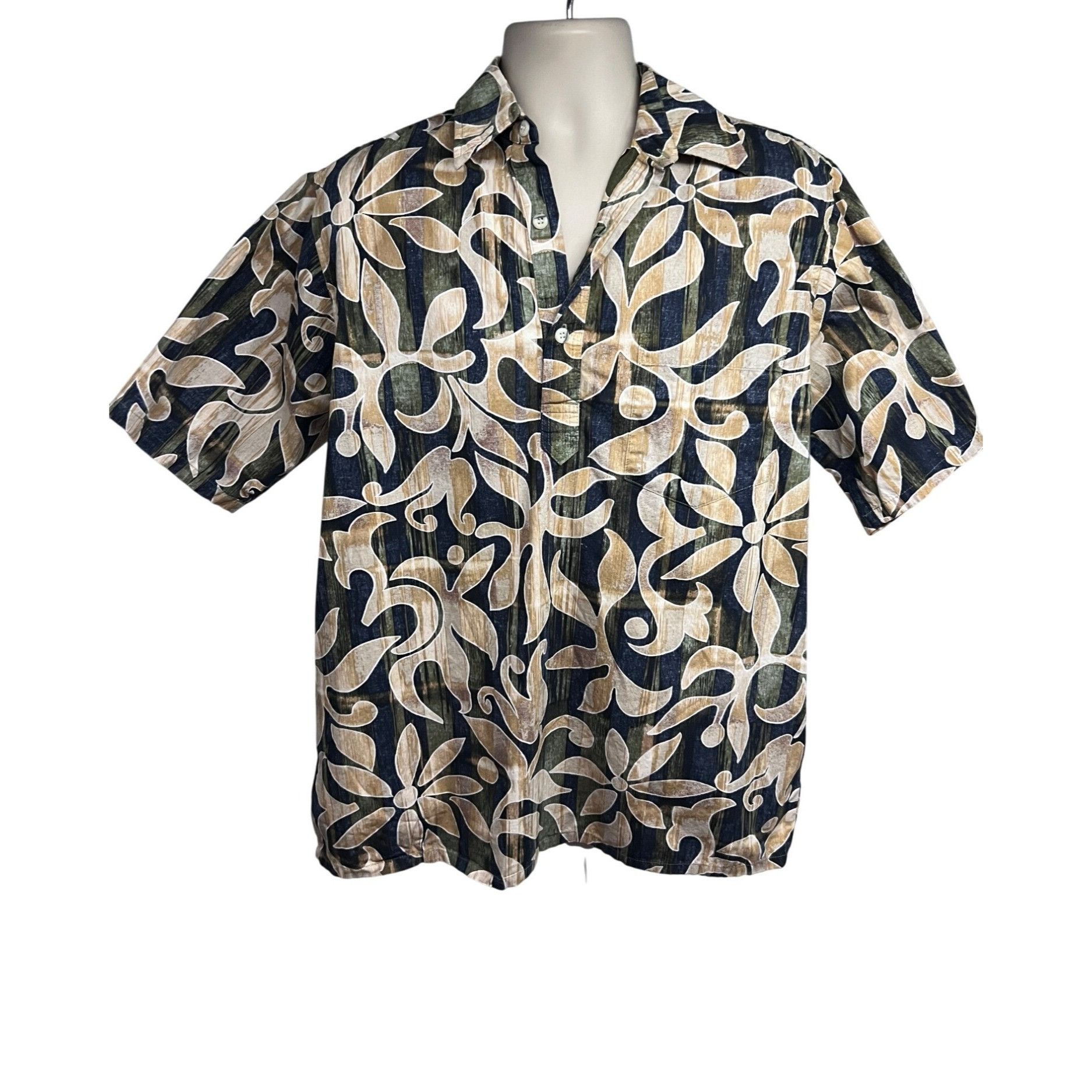 Vintage Go Barefoot Mens Vintage Reverse Floral Print Pullover Hawai Size US L / EU 52-54 / 3 - 1 Thumbnail