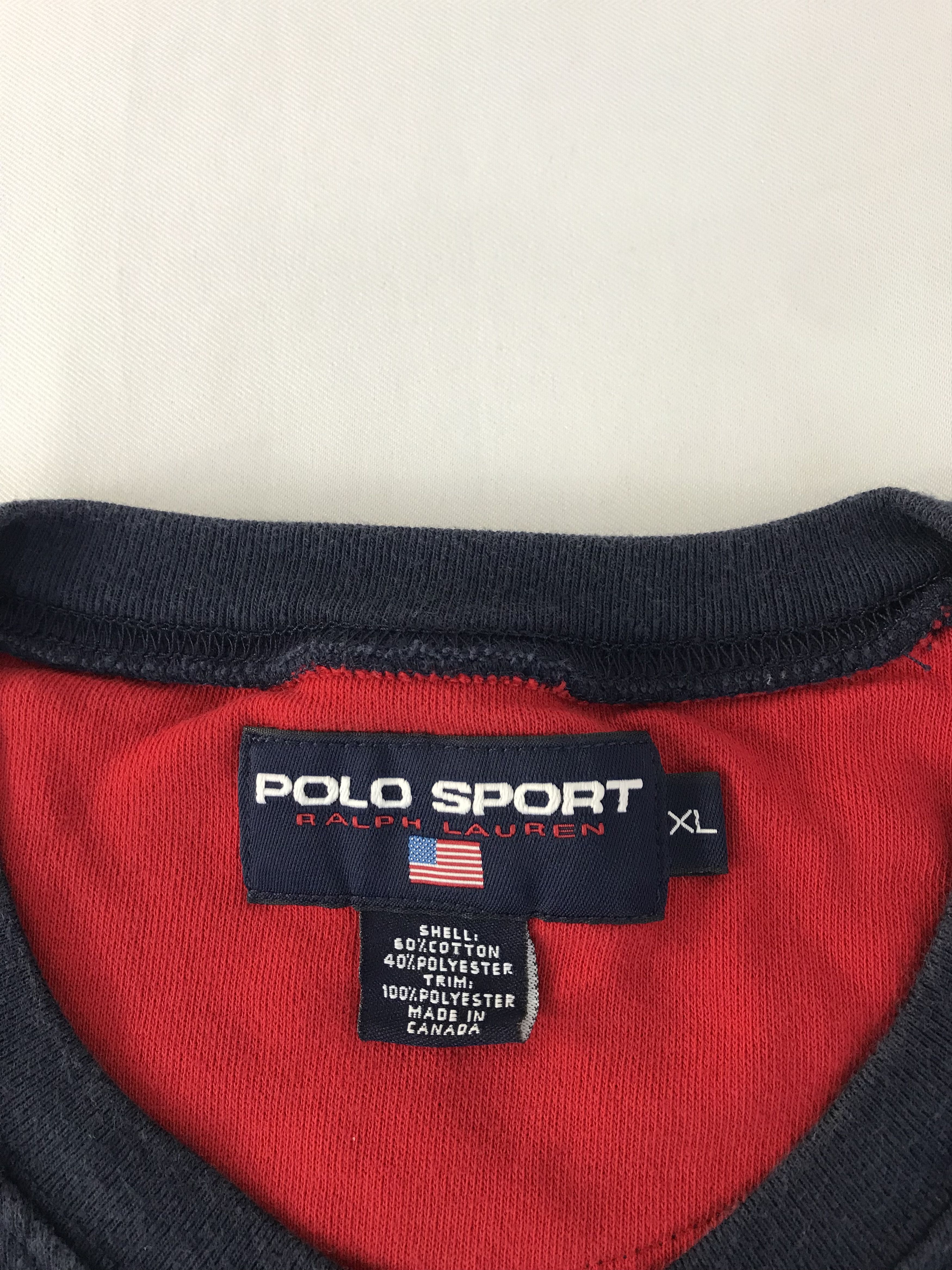 Polo Ralph Lauren 90s Polo Sport Ralph Lauren V Neck Printed Tee Size US XL / EU 56 / 4 - 4 Thumbnail