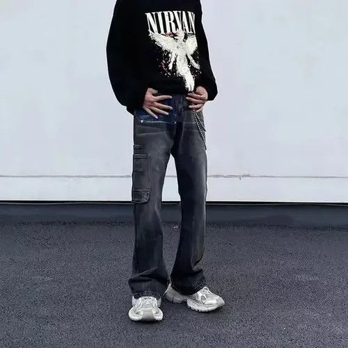 Japanese Brand × Jean Retro high street hip hop draped workwear bootcut jeans Size US 32 / EU 48 - 2 Thumbnail