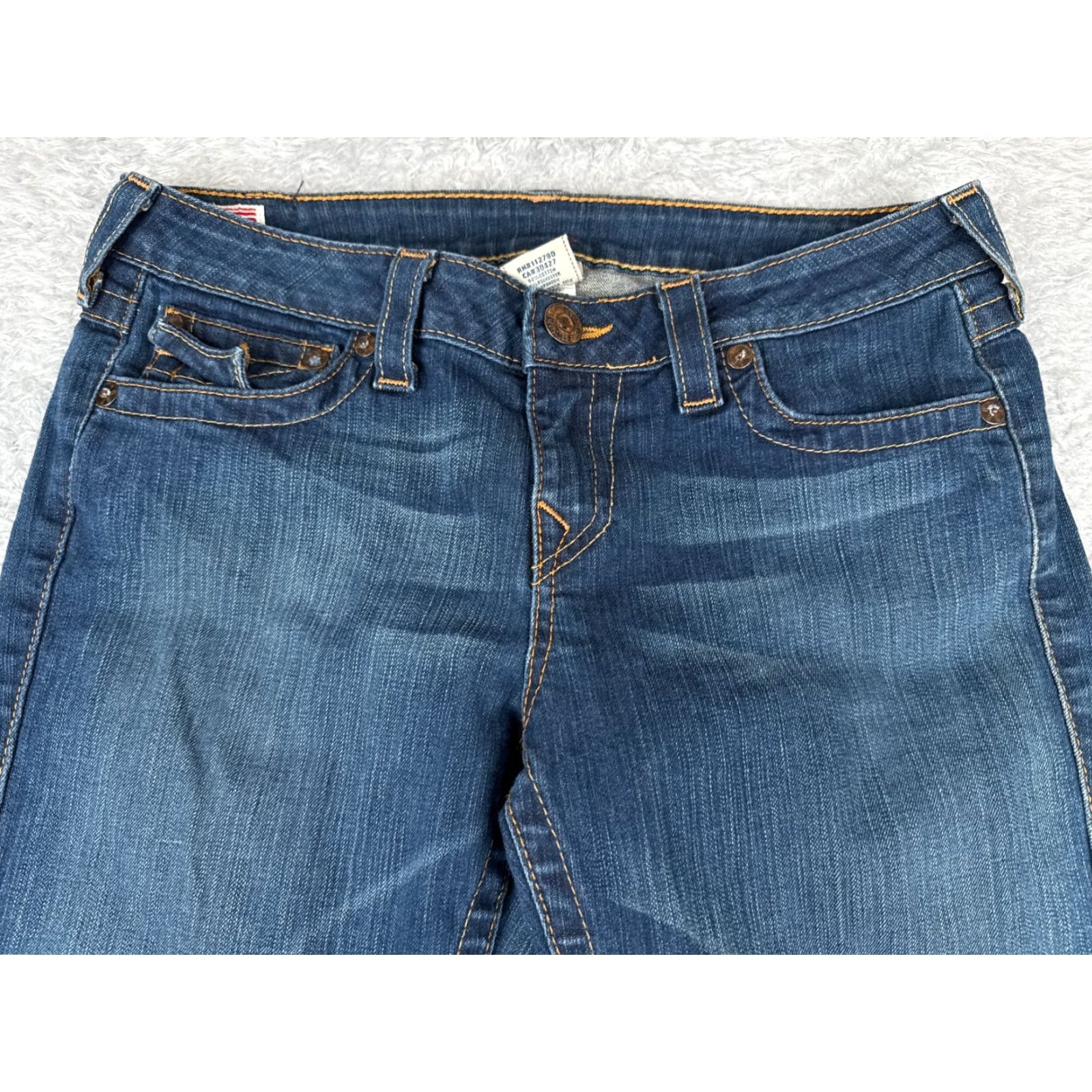 True Religion True Religion Women's Flared Jeans 32" Waist 31" Inseam Light Wash Denim Cotton Stretch Retro 2000s Size 24" / US 00 / IT 34 - 4 Thumbnail